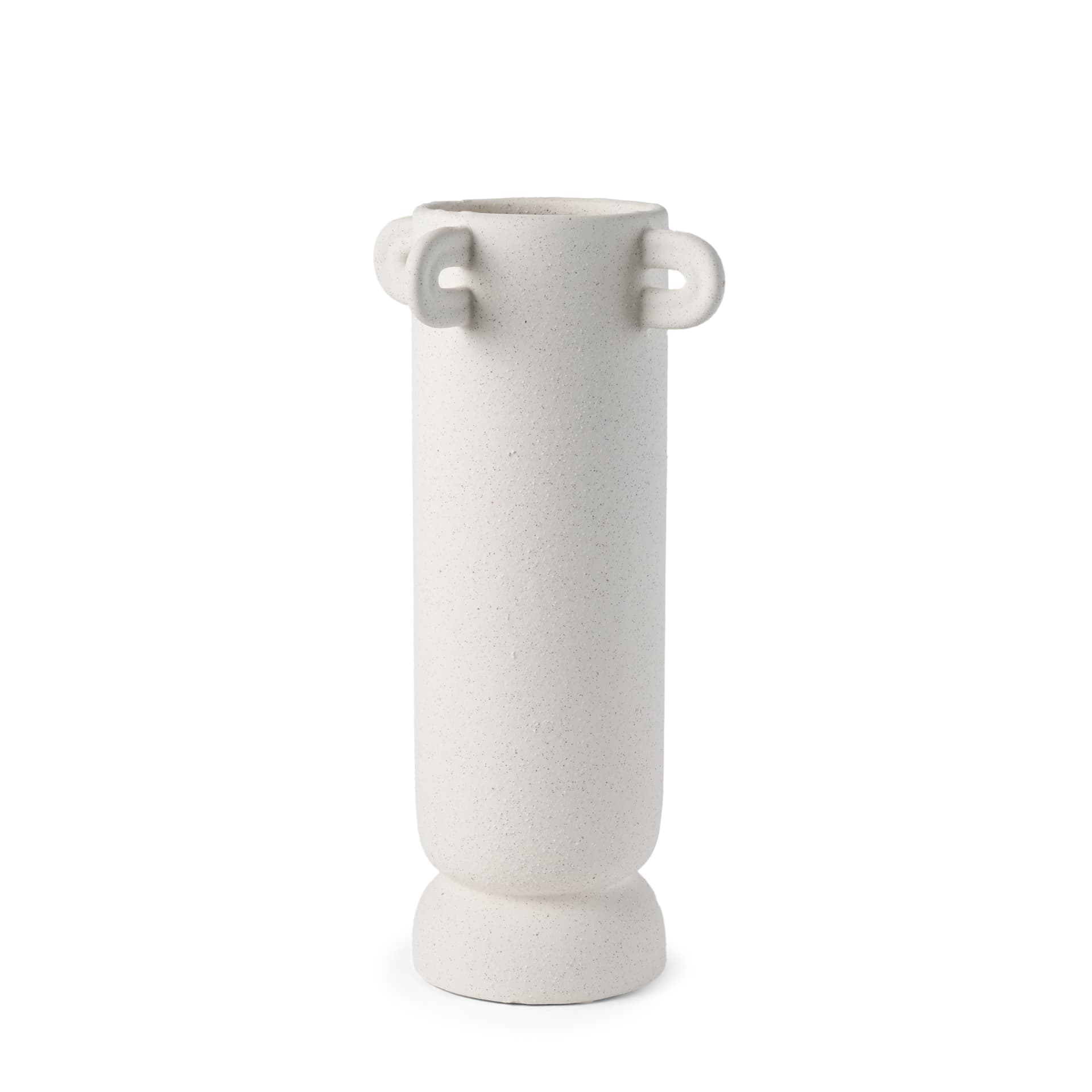 Dylan Tall Textured Off White w/ Handles Ceramic Vase — product photograph