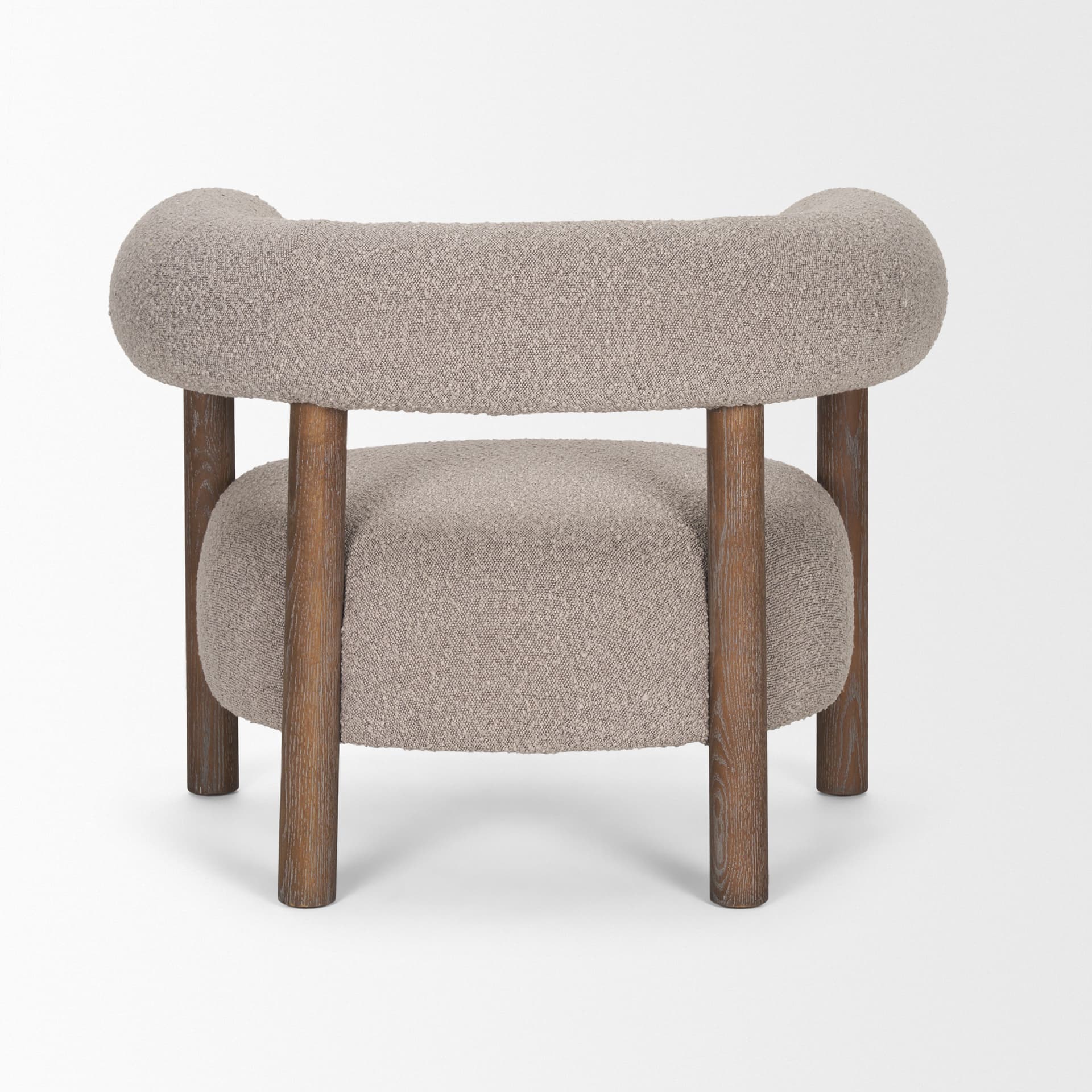 Gianna Open Back Medium Brown Wood w/ Taupe Boucle Fabric Accent Chair — product photograph