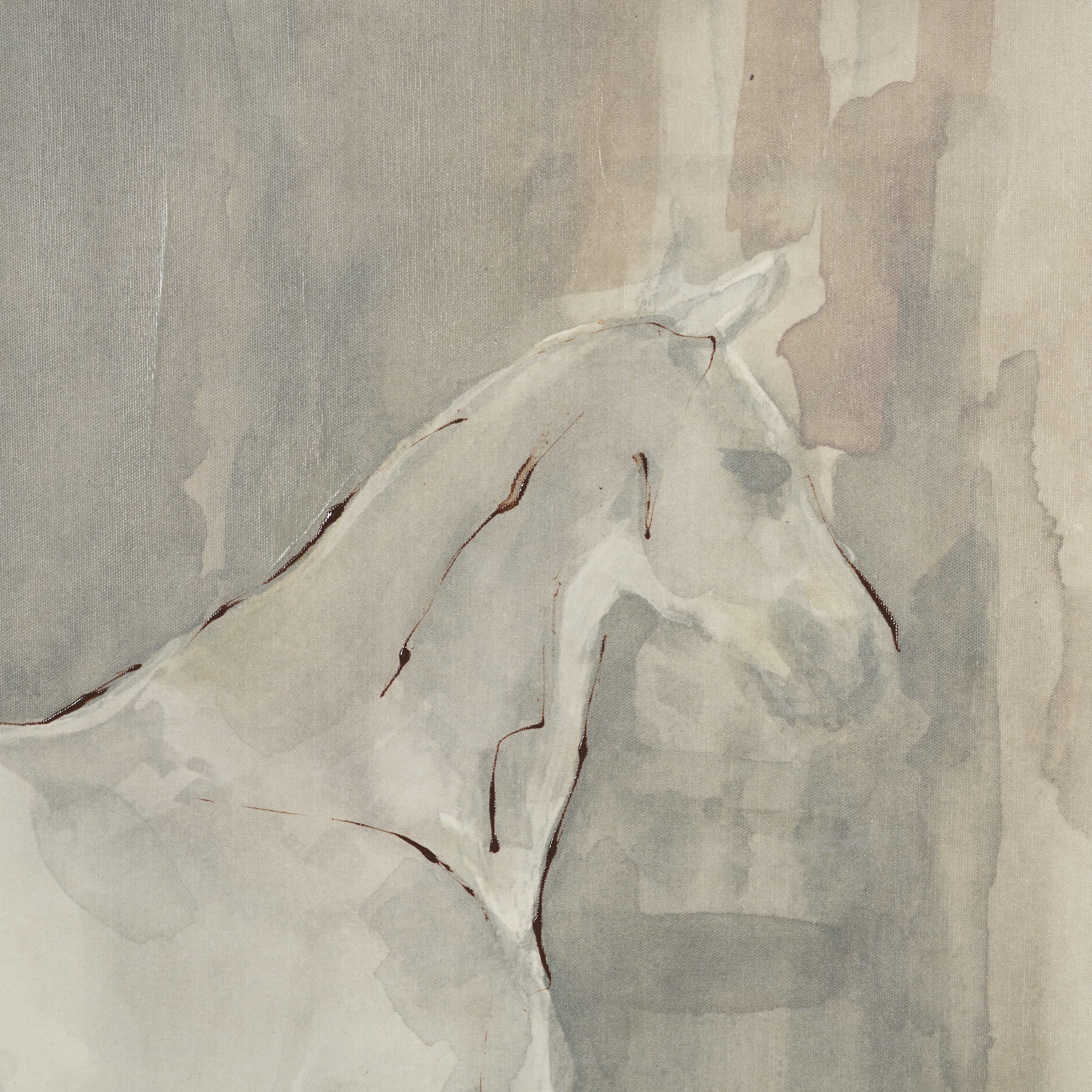 Figure Study: Equine Form I by Mercana Studio Hand-Embellished Textured Framed Canvas Artwork — product photograph