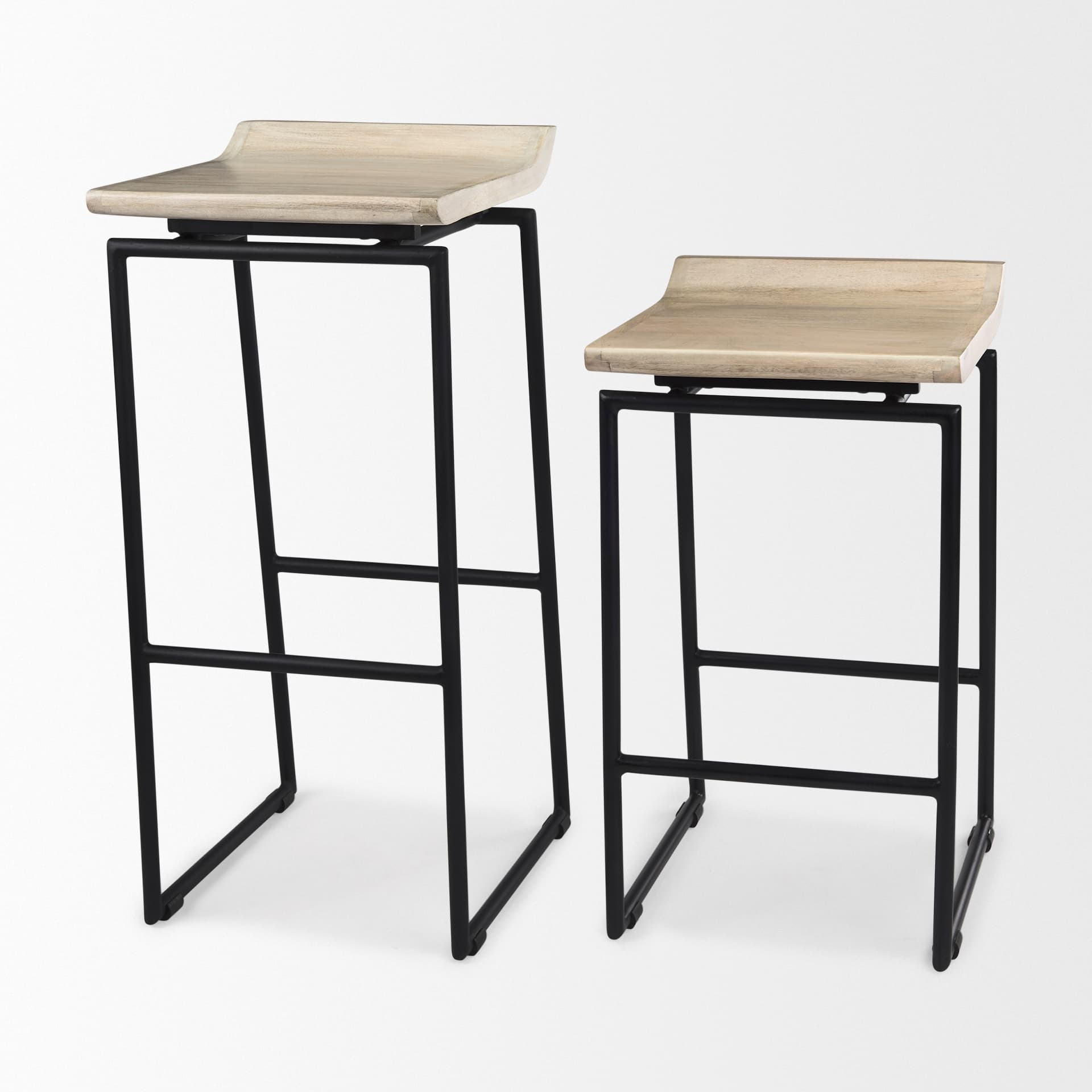 Givens Backless 26in Seat Counter Stool | Natural Wood w/ Black Metal — product photograph