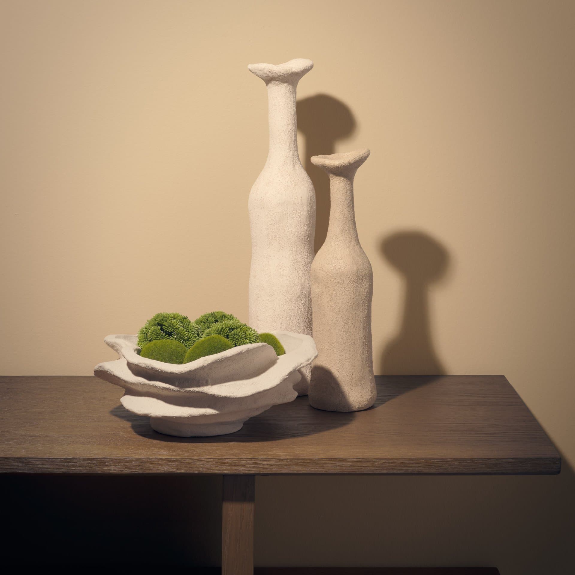 Scala Textured Ceramic Organic Forms Decorative Bowl — in a styled room