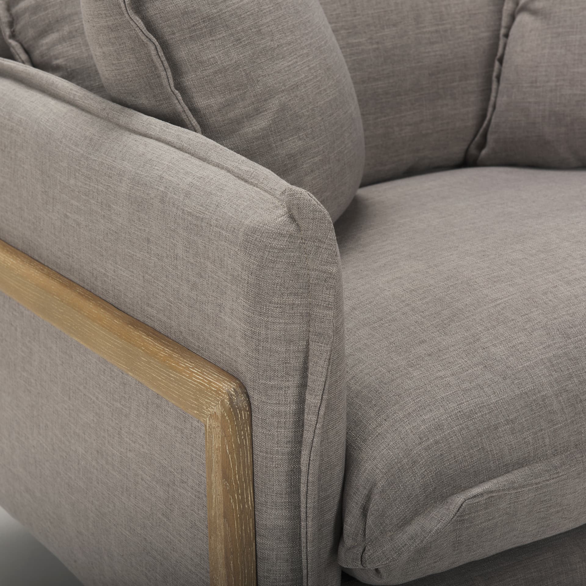 Roy II Flint Gray Upholstered and Brown Wood Frame Arm Chair — product photograph