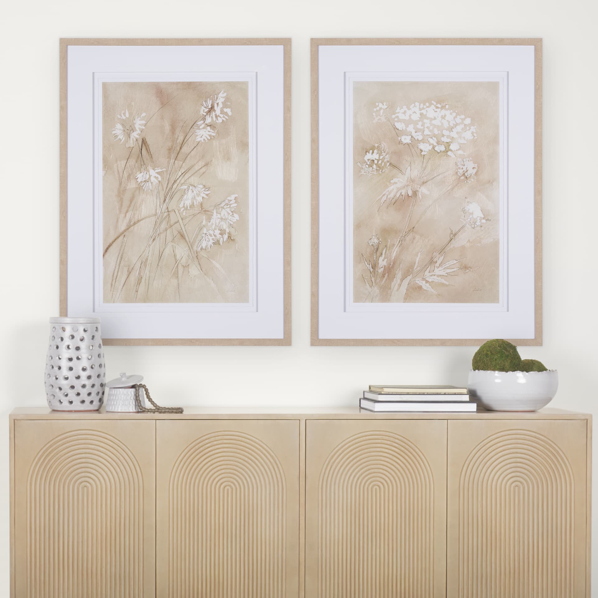 Wildflower I by Mercana Studio a Hand Embellished Textured Framed Art Print Matted under Glass — in a styled room