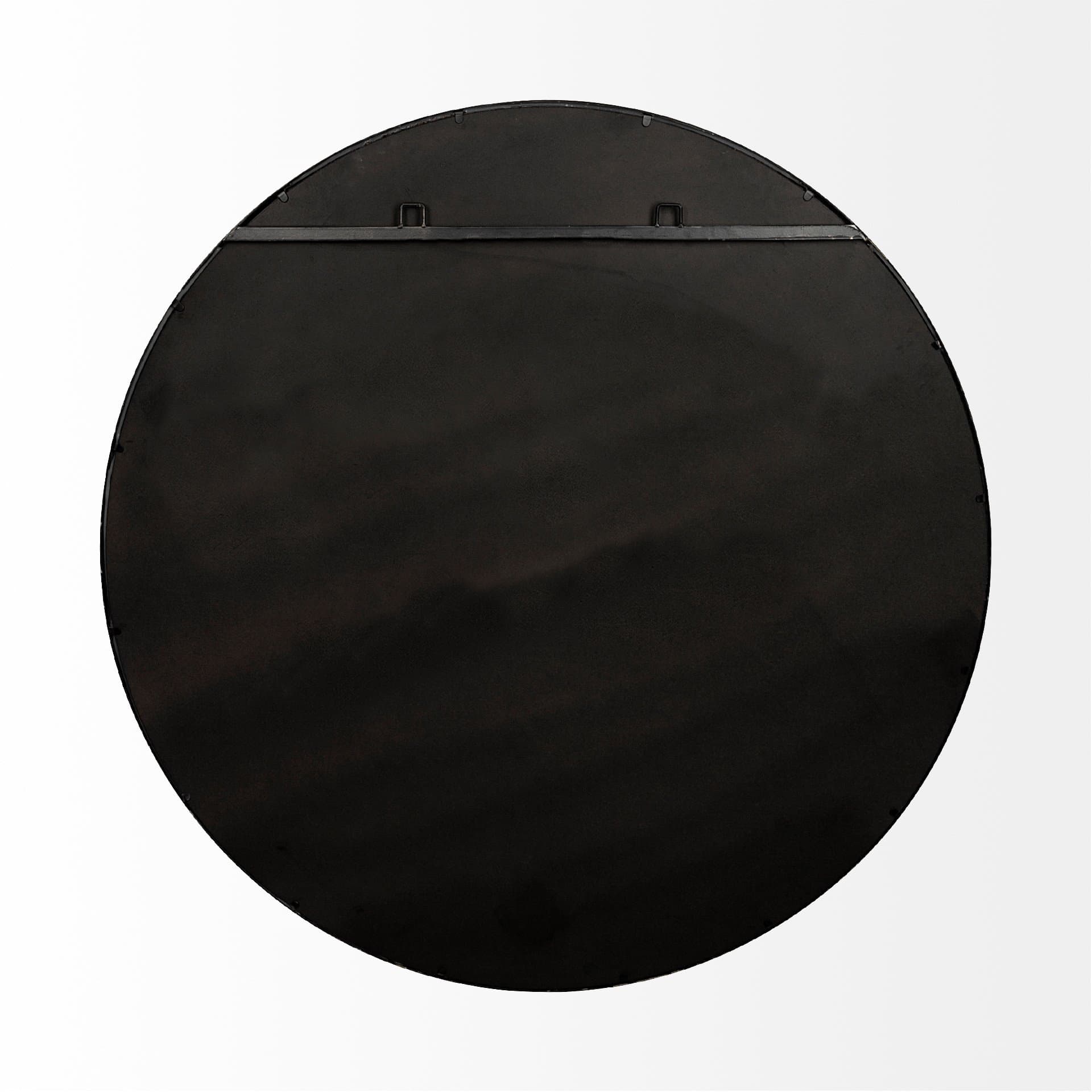 Piper 47.2L x 1.0W x 47.2H Large Black Metal Round Wall Mirror — product photograph