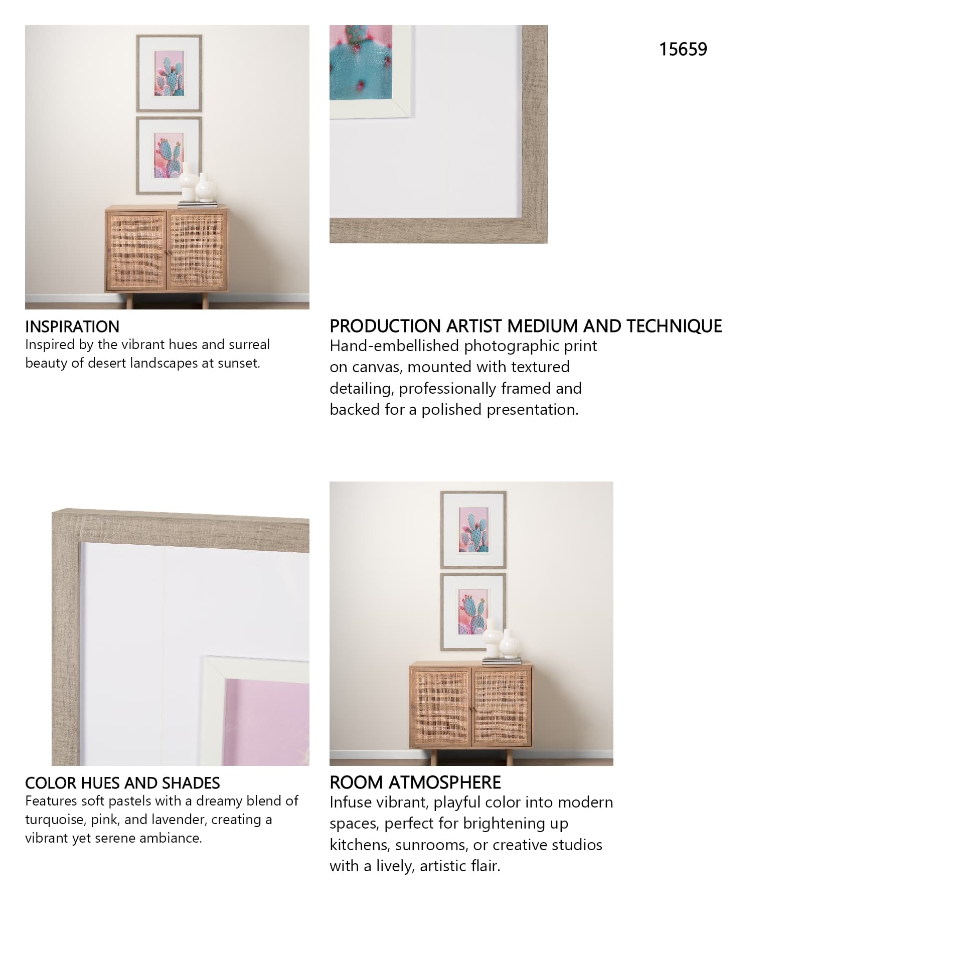 Blush Botanicals - Spines by Philippe Hugonnard a Hand Embellished Framed Photo Art Print Matted und — in a styled room