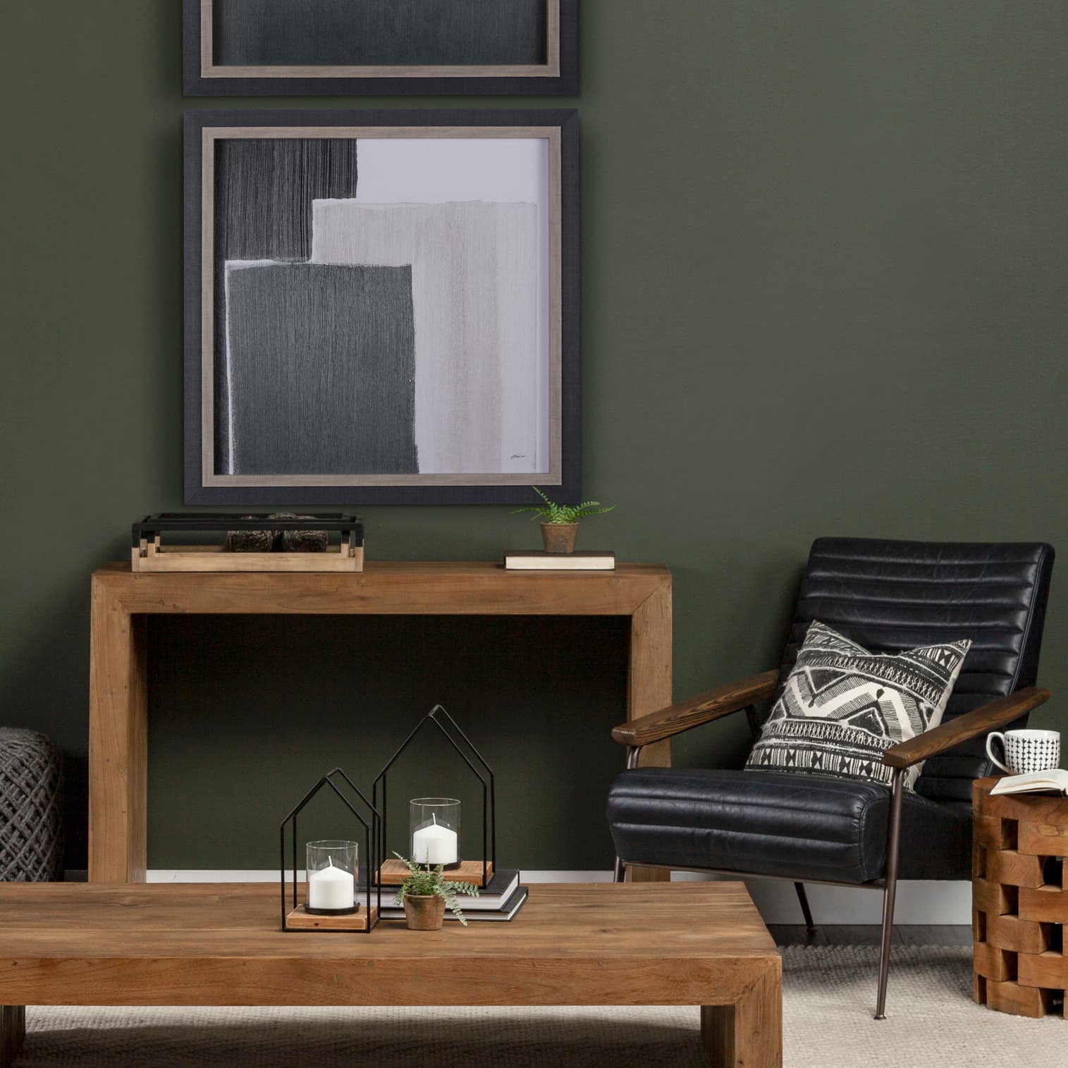 Blocks I by Mercana Studio a Hand Embellished Textured Framed Art Print — in a styled room
