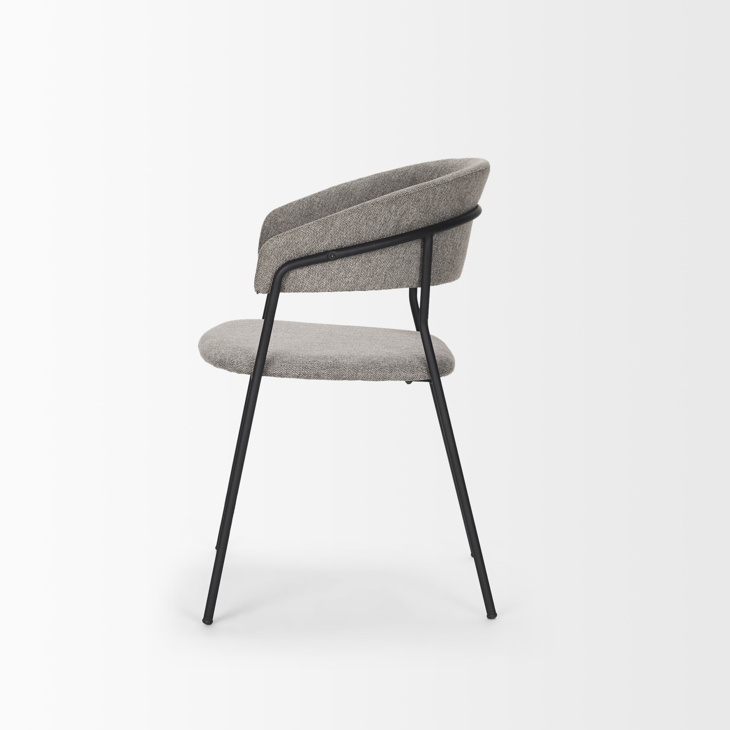 Carolyn Contoured Back Dining Side Chair | Gray Fabric w/ Metal — product photograph