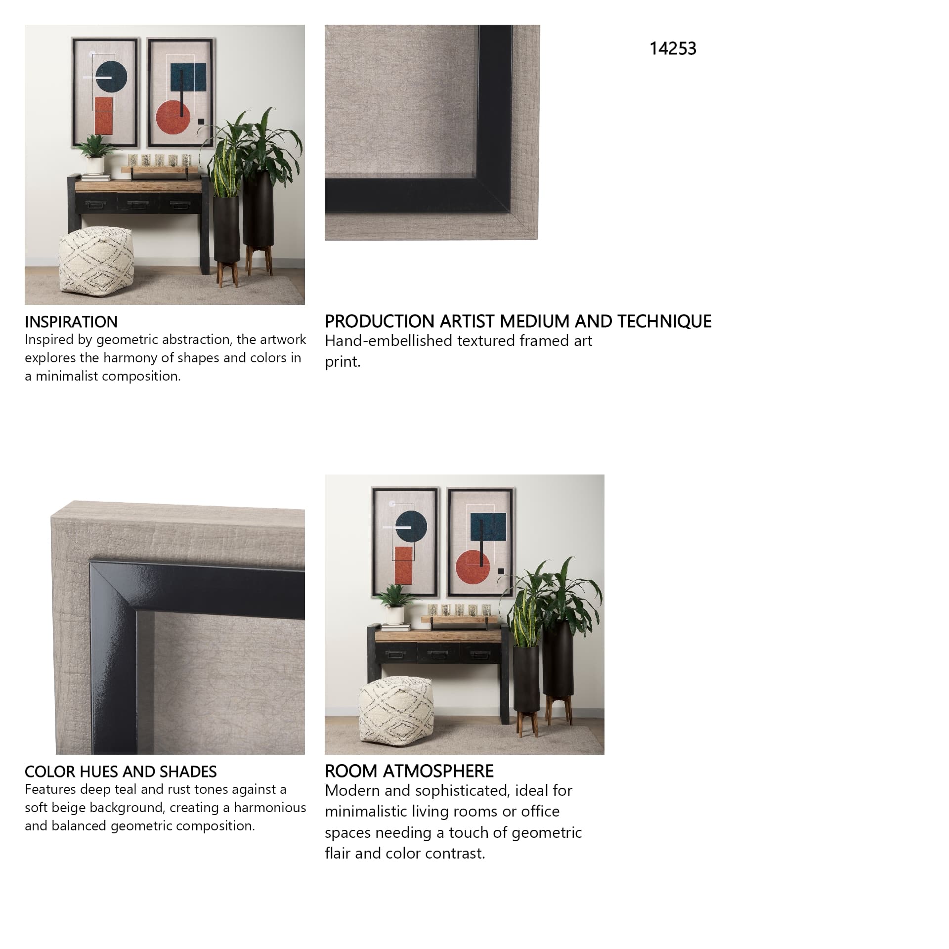 Variants I by Mercana Studio a Hand Embellished Textured Framed Art Print — in a styled room