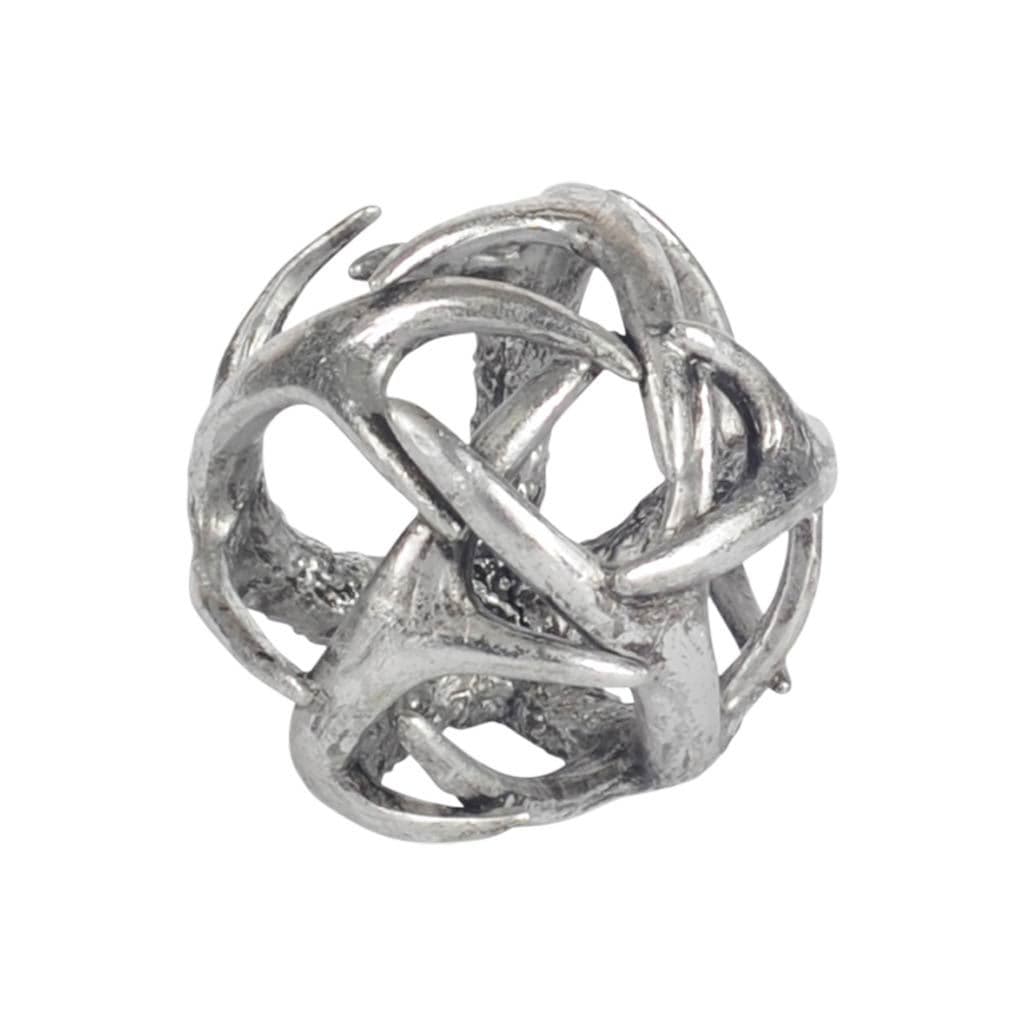 Ramus III (Small) 5L x 5W Silver Antler Shaped Decorative Orb Ball — product photograph