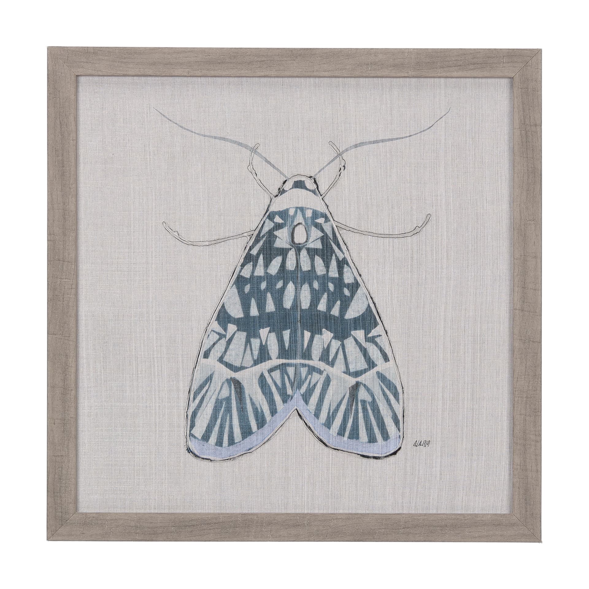Moth Blue I by Mercana Studio a Hand Embellished Textured Framed Art Print — product photograph