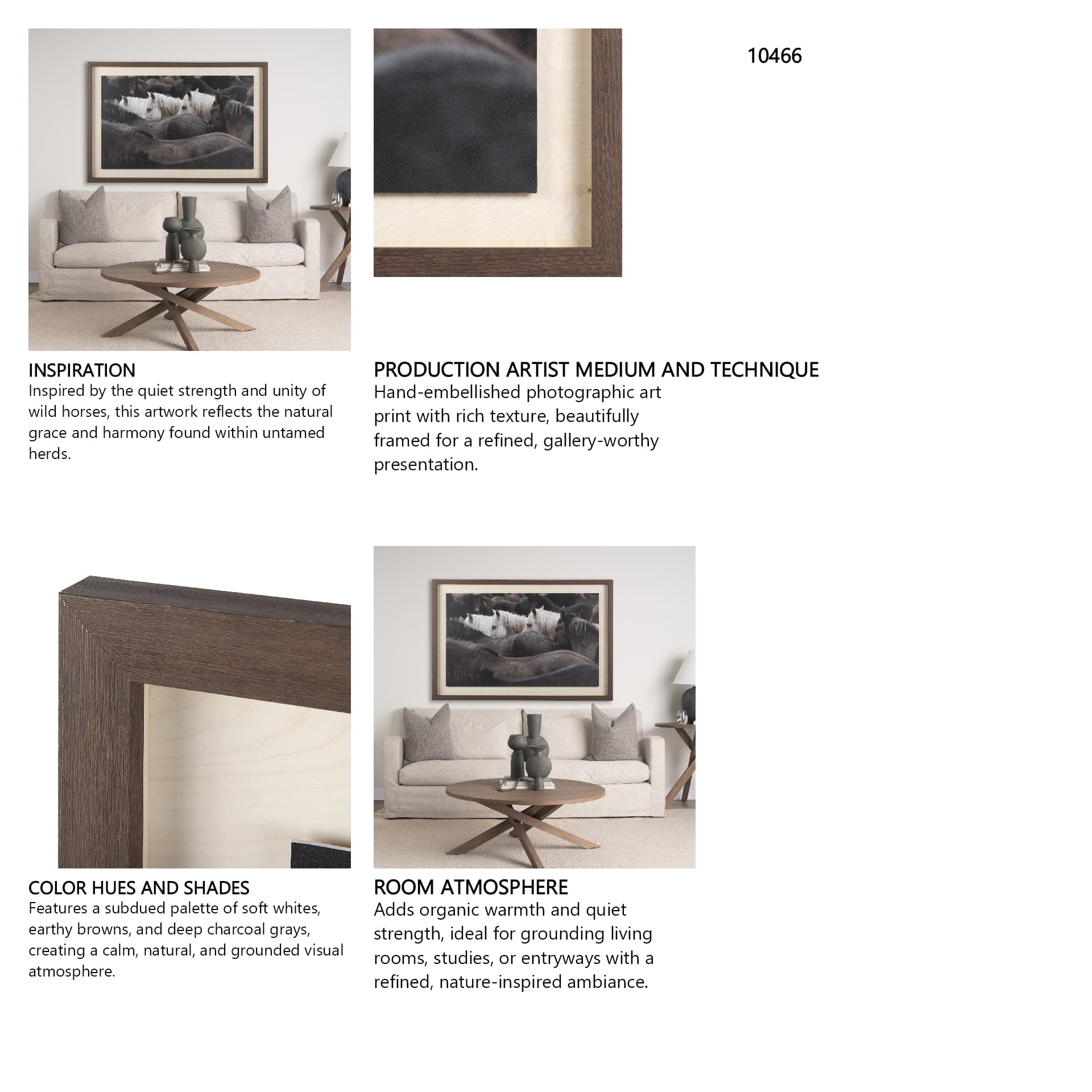 Custom White Horses (MC) by PH Burchett a Hand Embelished Textured Framed Photo Art Decograph — in a styled room