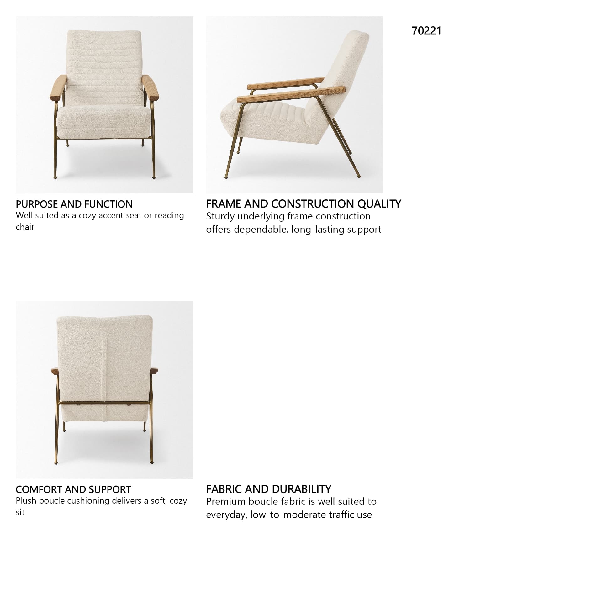 Grosjean Cream Boucle Accent Chair — in a styled room