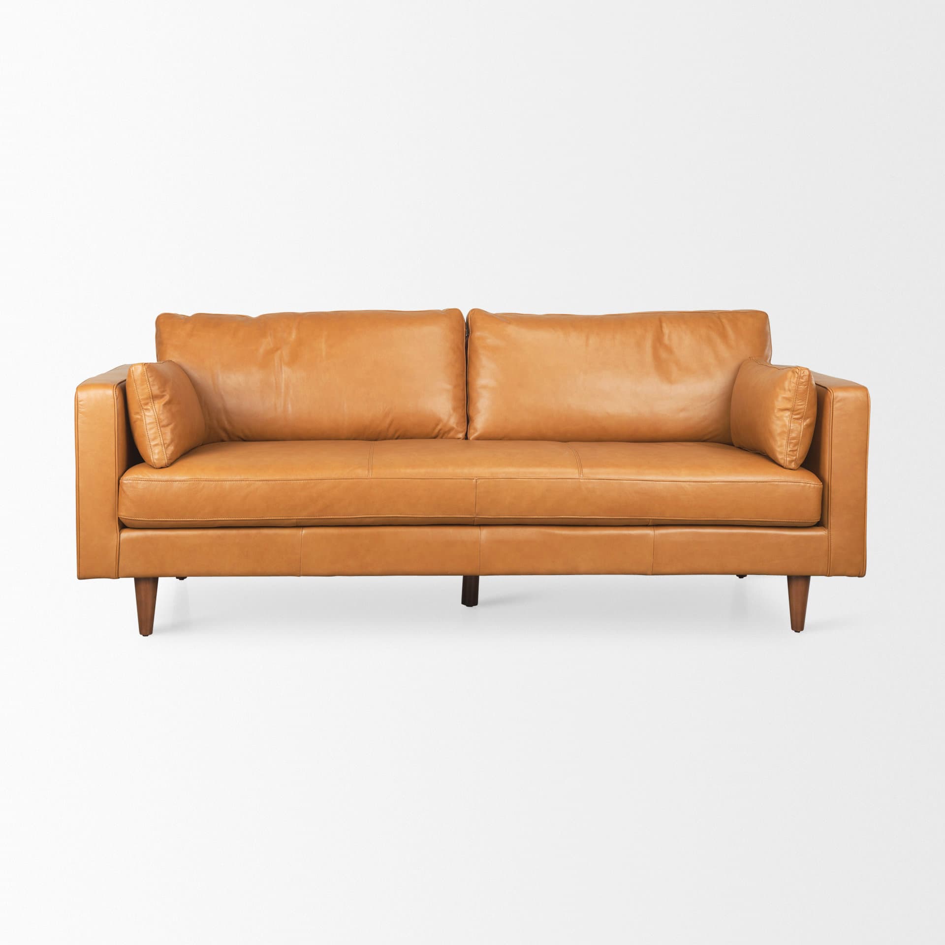 Elton 87.8L x 37.8W x 34.6H Tan Leather Sofa — product photograph