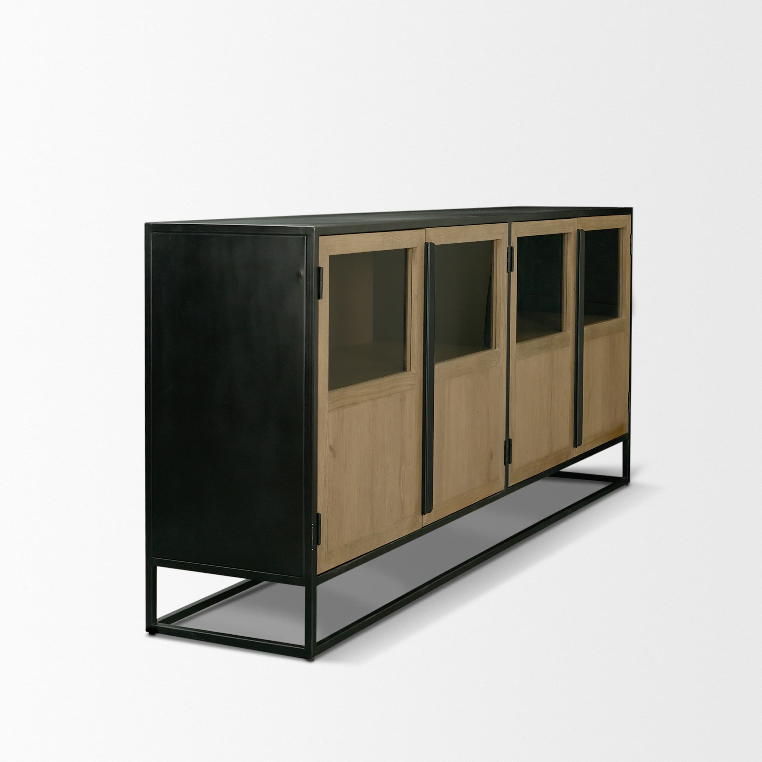 Sloan 80" Light Brown Wood W/Black Metal Frame Sideboard — product photograph