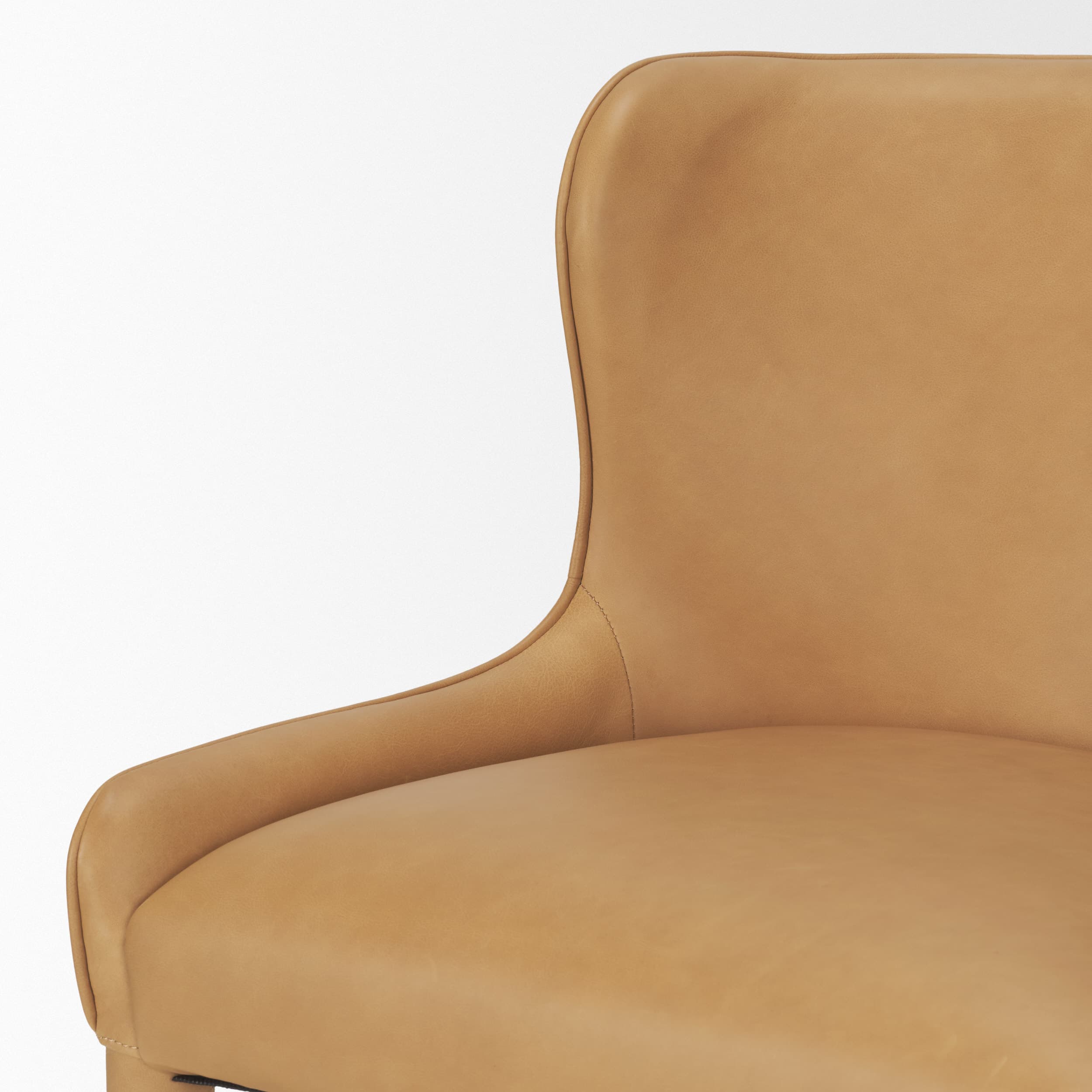 Nolan Wingback Dining Side Chair | Tan Leather w/ Tapered Wood — product photograph