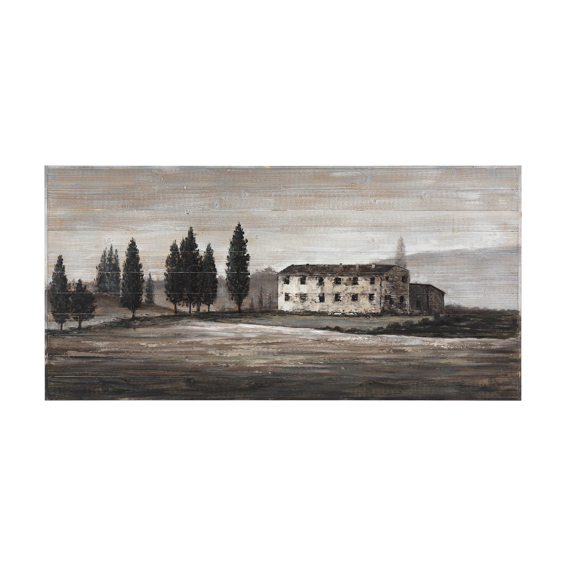 Tuscan Cypress 60x36 Hand Painted on Wood Oil Painting — product photograph