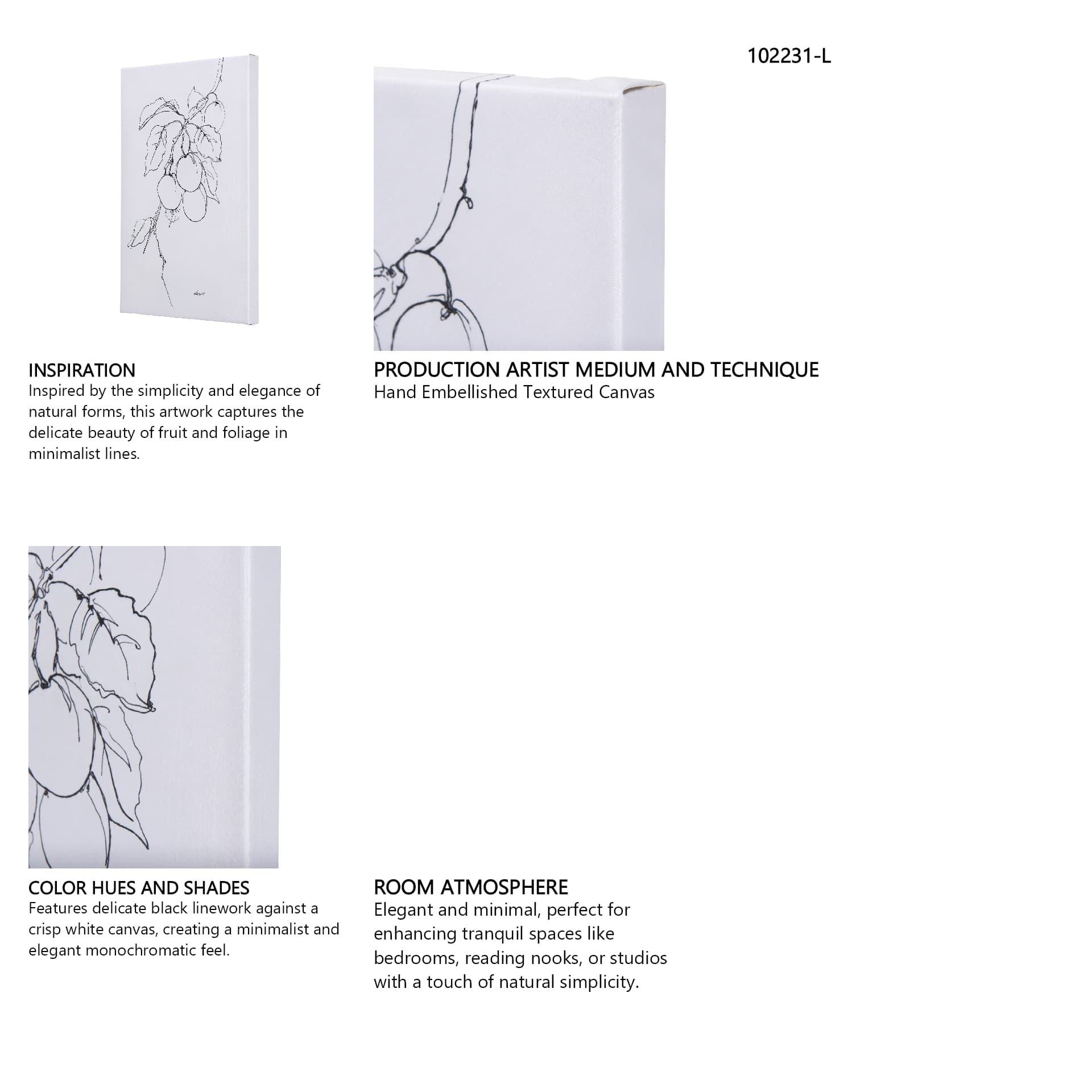 Plum Branch II by Mercana Studio a Hand Embellished Textured Canvas — in a styled room