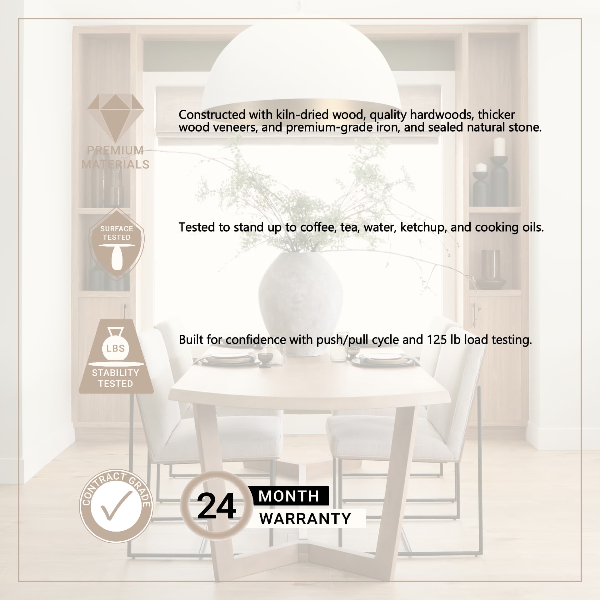 Denver 92"L x 39"W Rectangular Dining Table | Modern | Brown Wood | Seats 6 — product photograph