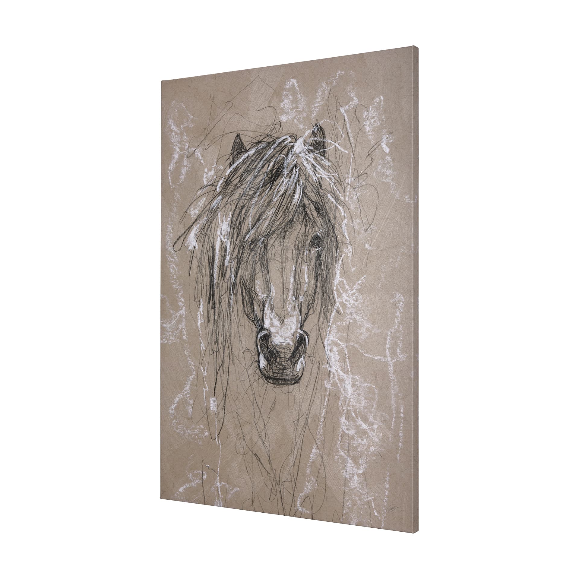 Sketch of animal VI (Pony) by Mercana Studio a Hand Embellished Textured Canvas — product photograph