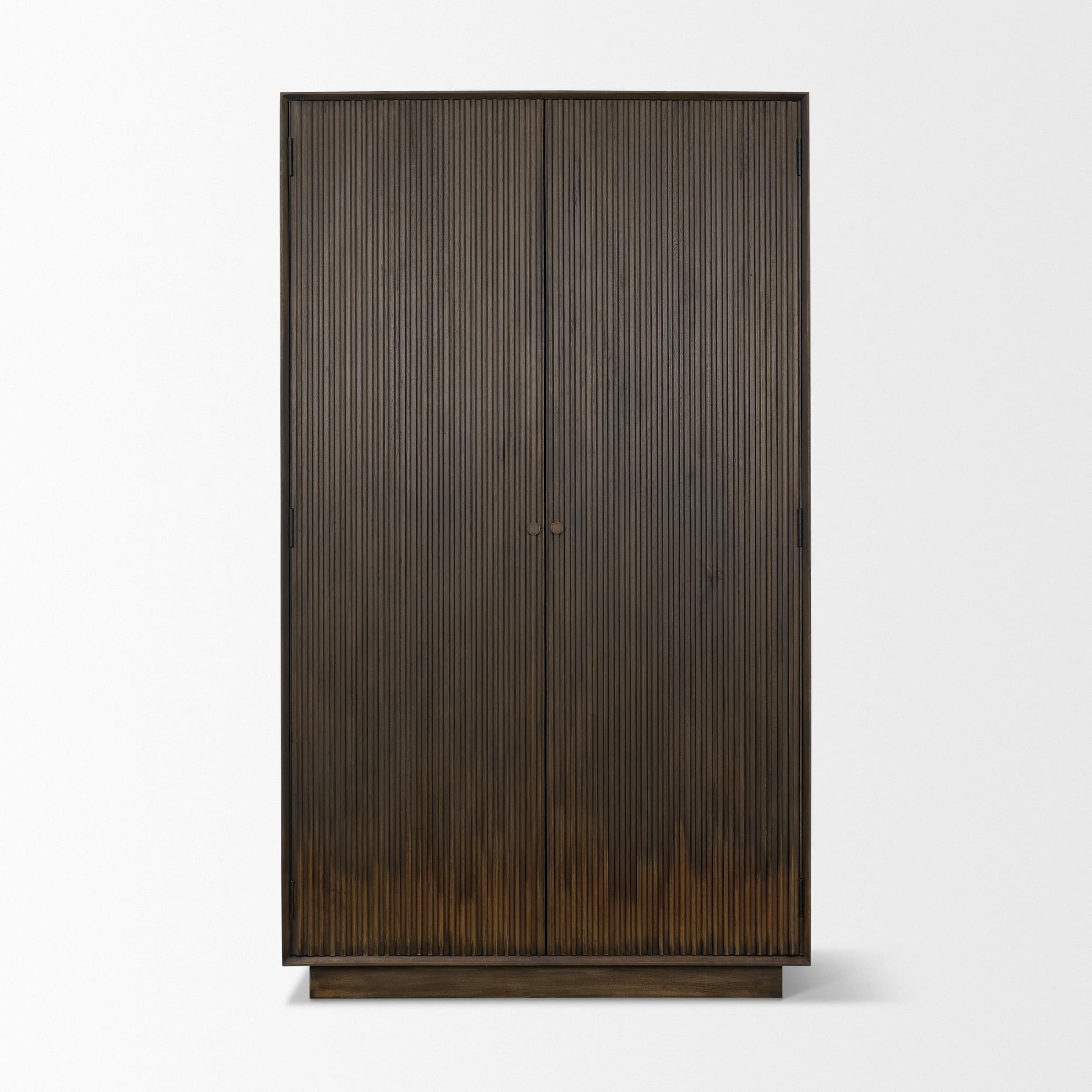 Cinder Distressed Dark Brown Wood Reeded 2-Door Closed Tall Cabinet — product photograph