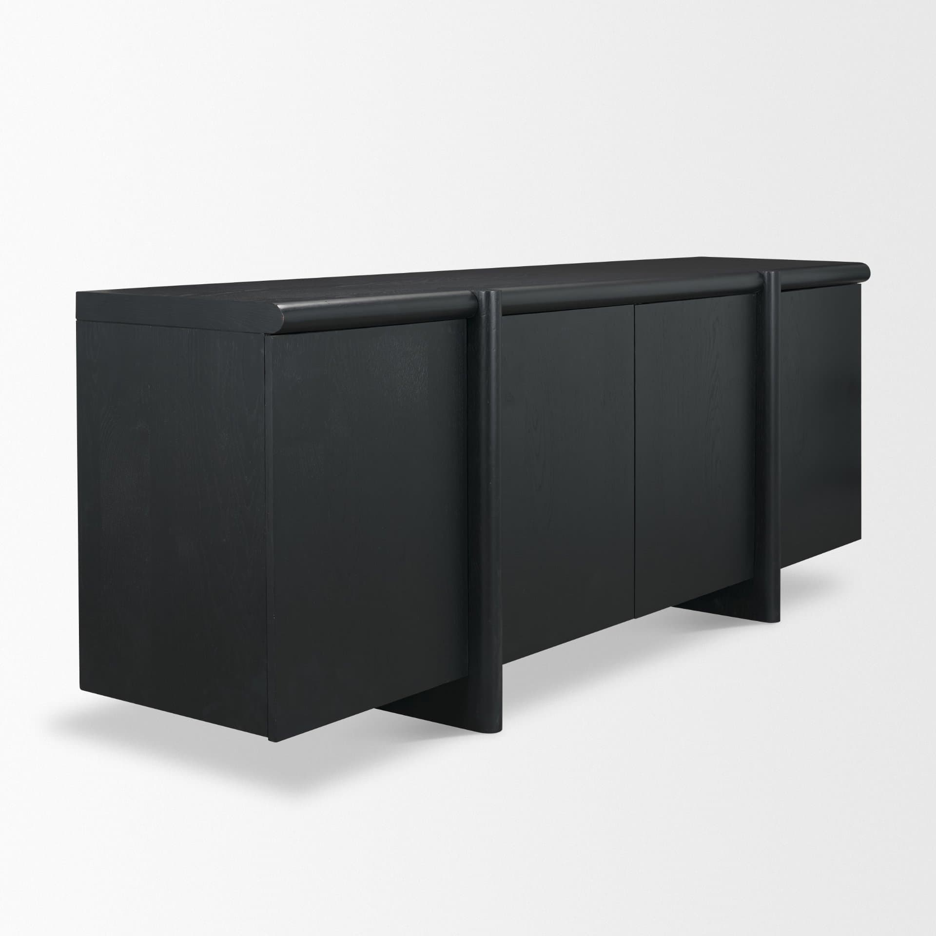 Rowan Black Oak Wood Closed 4 Door Sideboard — product photograph