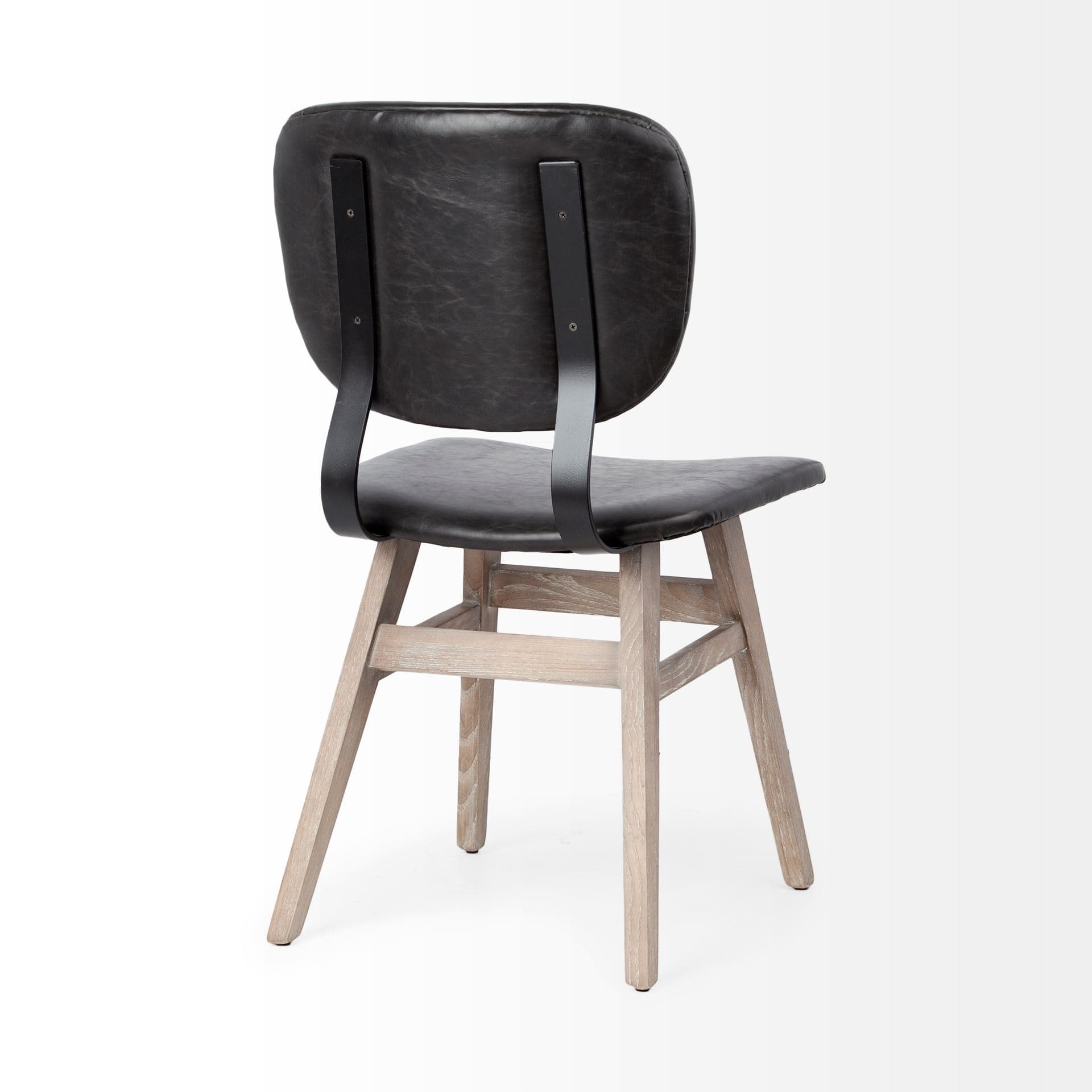 Haden Open Back Dining Side Chair | Black Faux Leather w/ Iron — product photograph