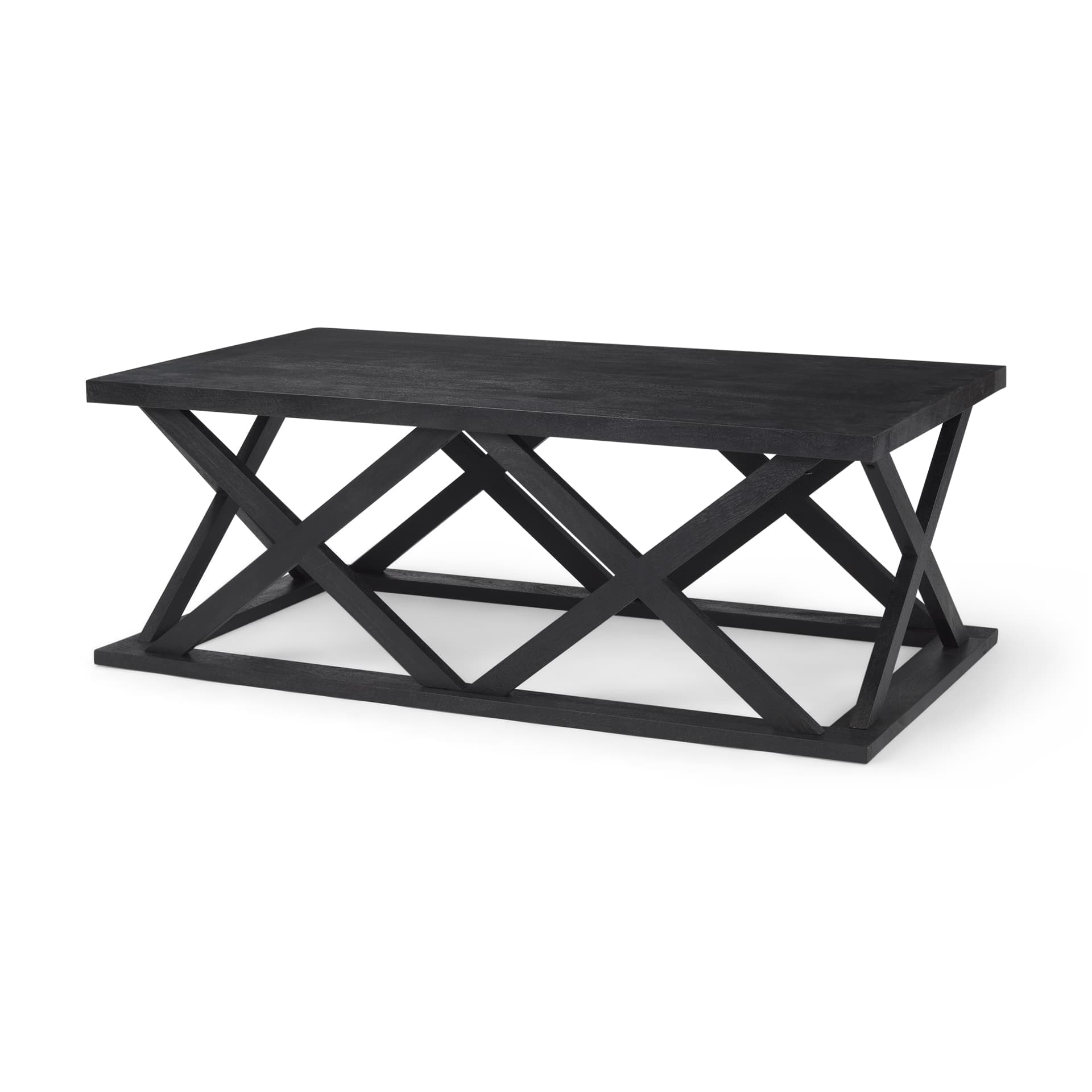 Forsey 48.0L x 28.0W x 17.5H Black Wood Rectangular Coffee Table — product photograph