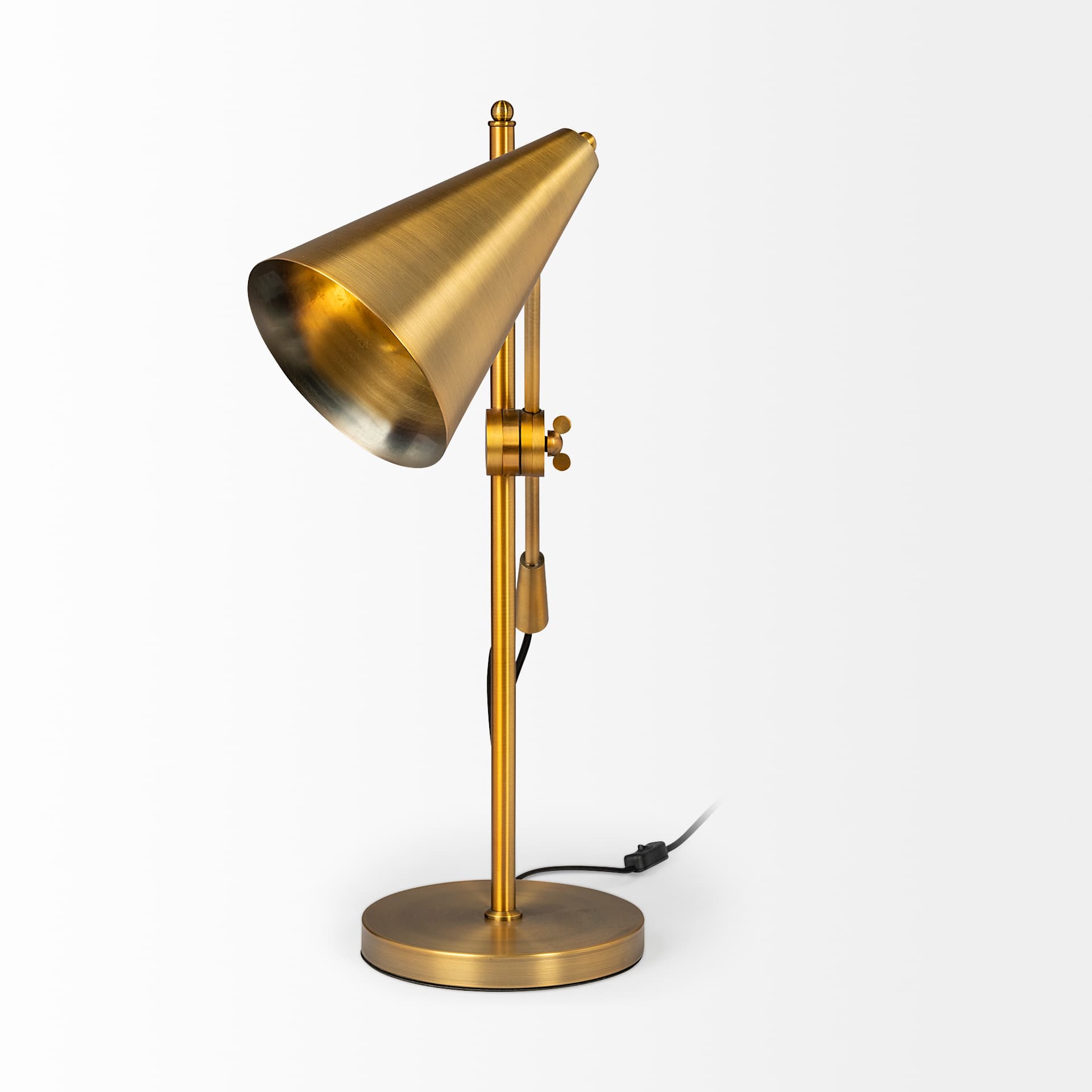 Fragon I (26"H) Gold-Tone Metal Adjustable Cone Shade Table Lamp — product photograph