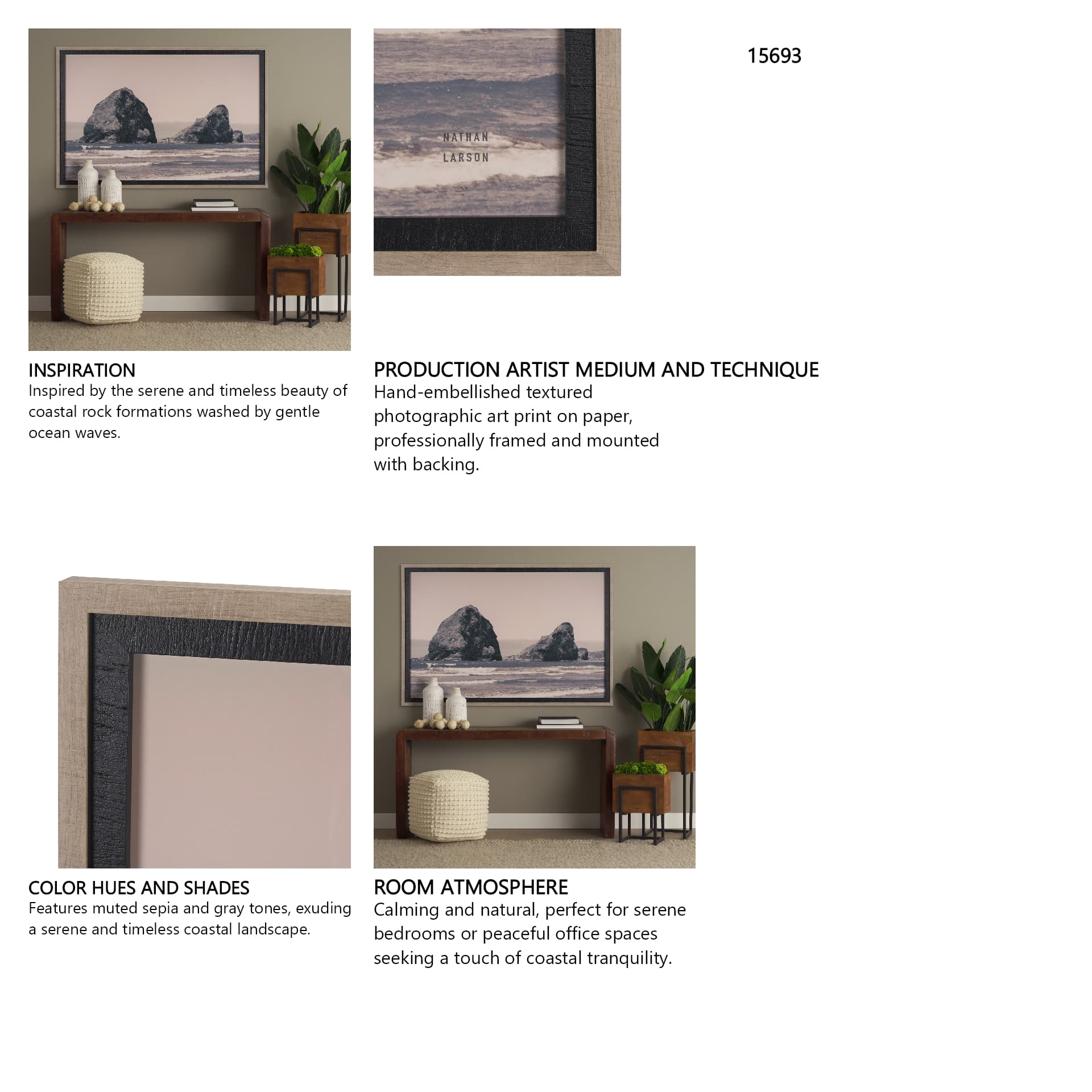 Rocky Shores by Nathan Larson a Hand Embellished Framed Photo Art Print Matted under Glass — in a styled room