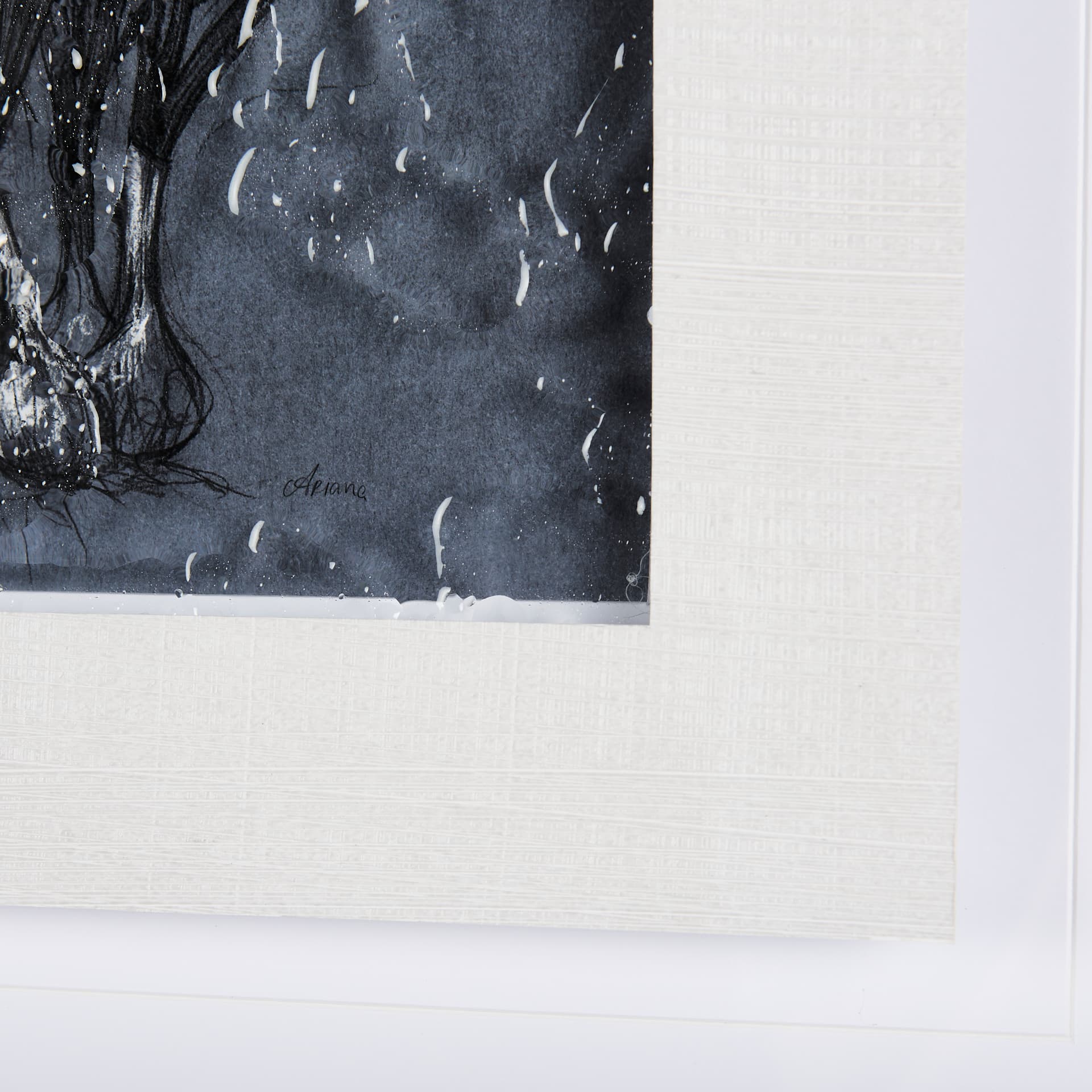 Botanical sketchesVI (Blue) by Mercana Studio Hand Embellished Framed Art Print Matted under Glass — product photograph
