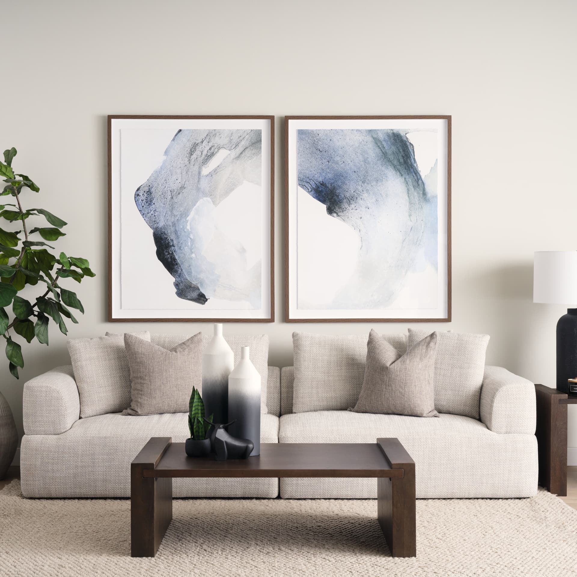 Townley Small White w/ Black Ombre Metal Vase — product photograph