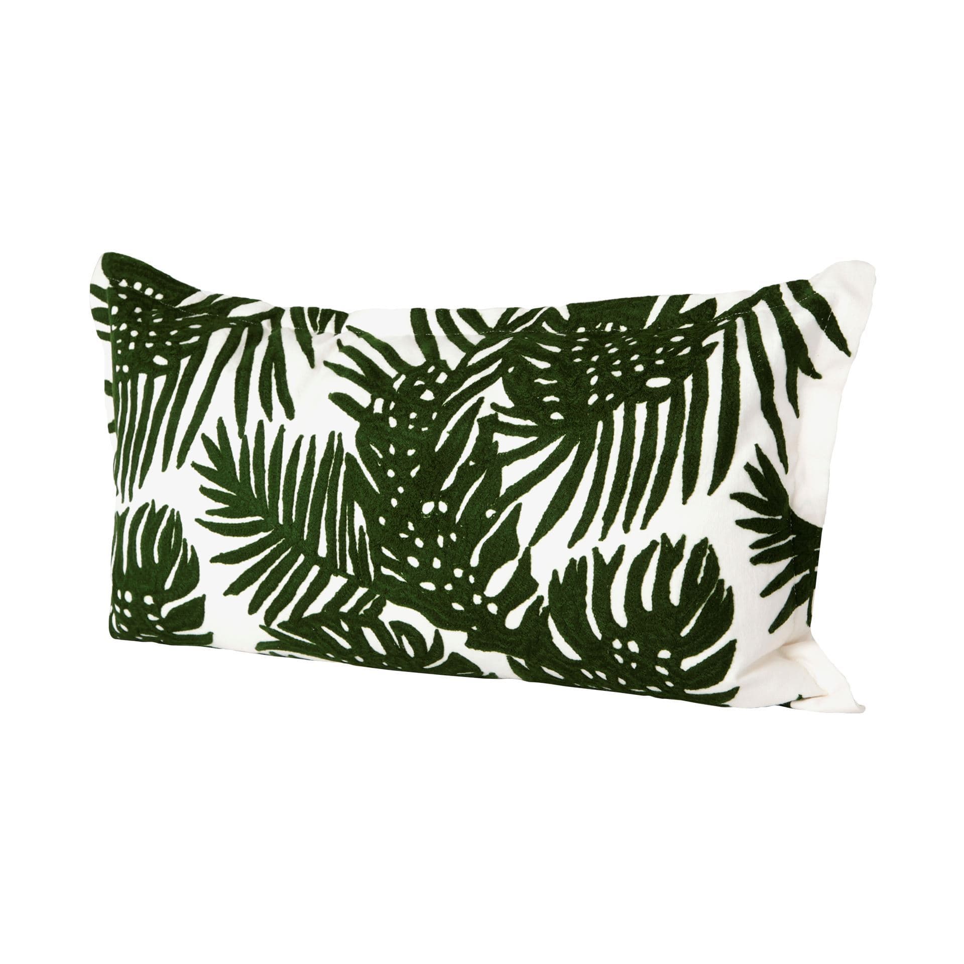 Boyle 13x21 Green Tropical Palm Leaf Decorative Pillow Cover w/Down Filler — product photograph
