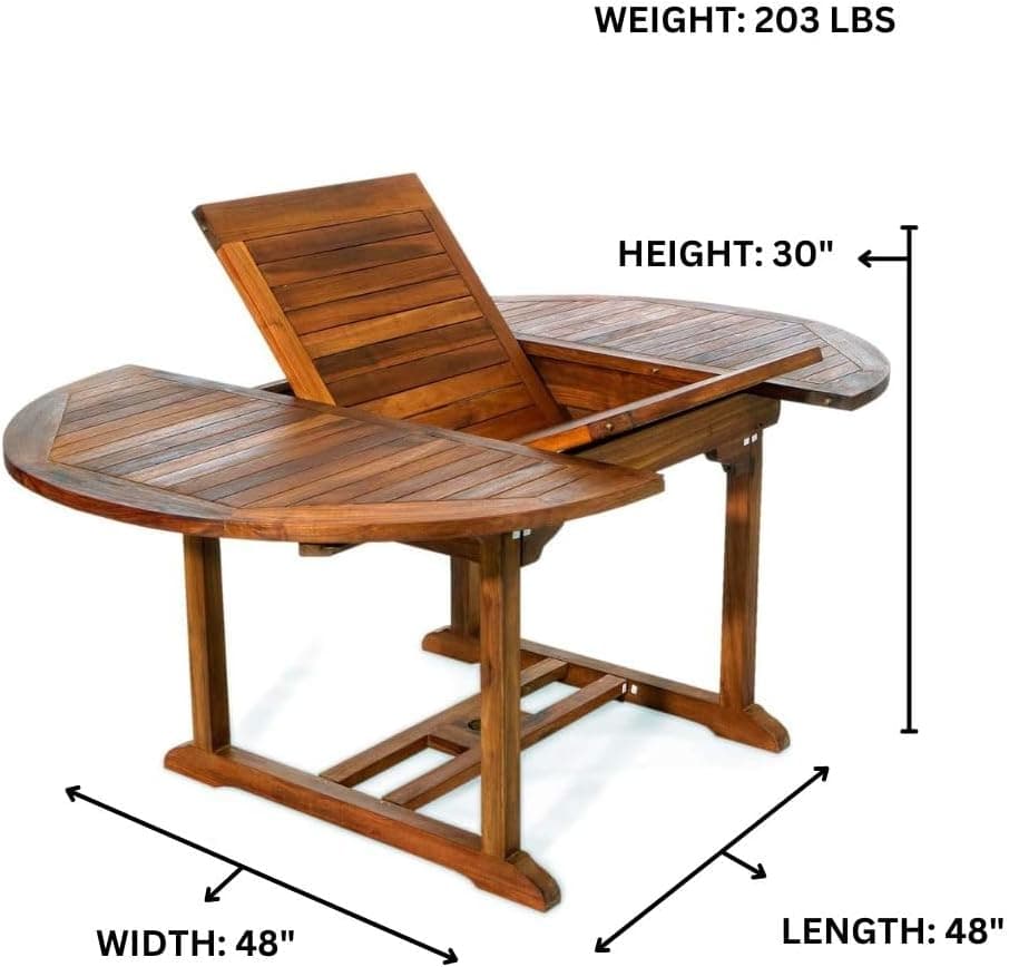 Teak Oval Extension Patio Table TE70 — product photograph