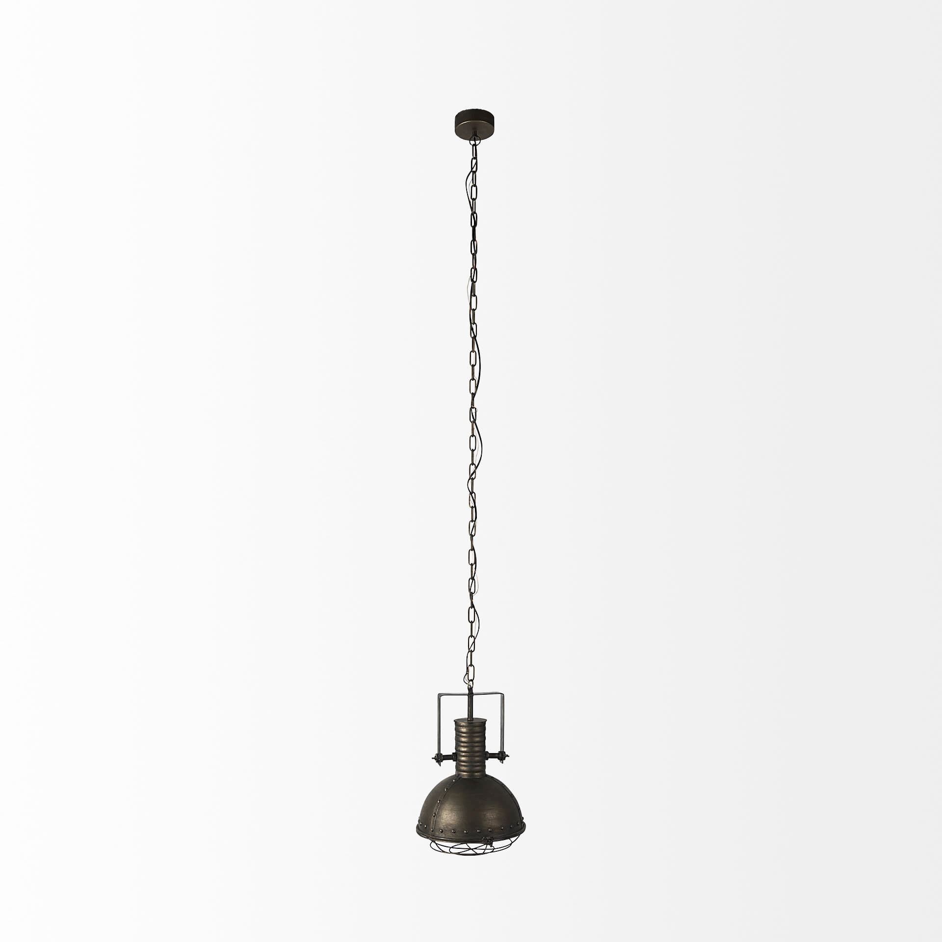 Zaio 12.5Lx 12.5W x 18.5H Weathered Antique Gold Metal Caged Bulb Pendant Light — product photograph