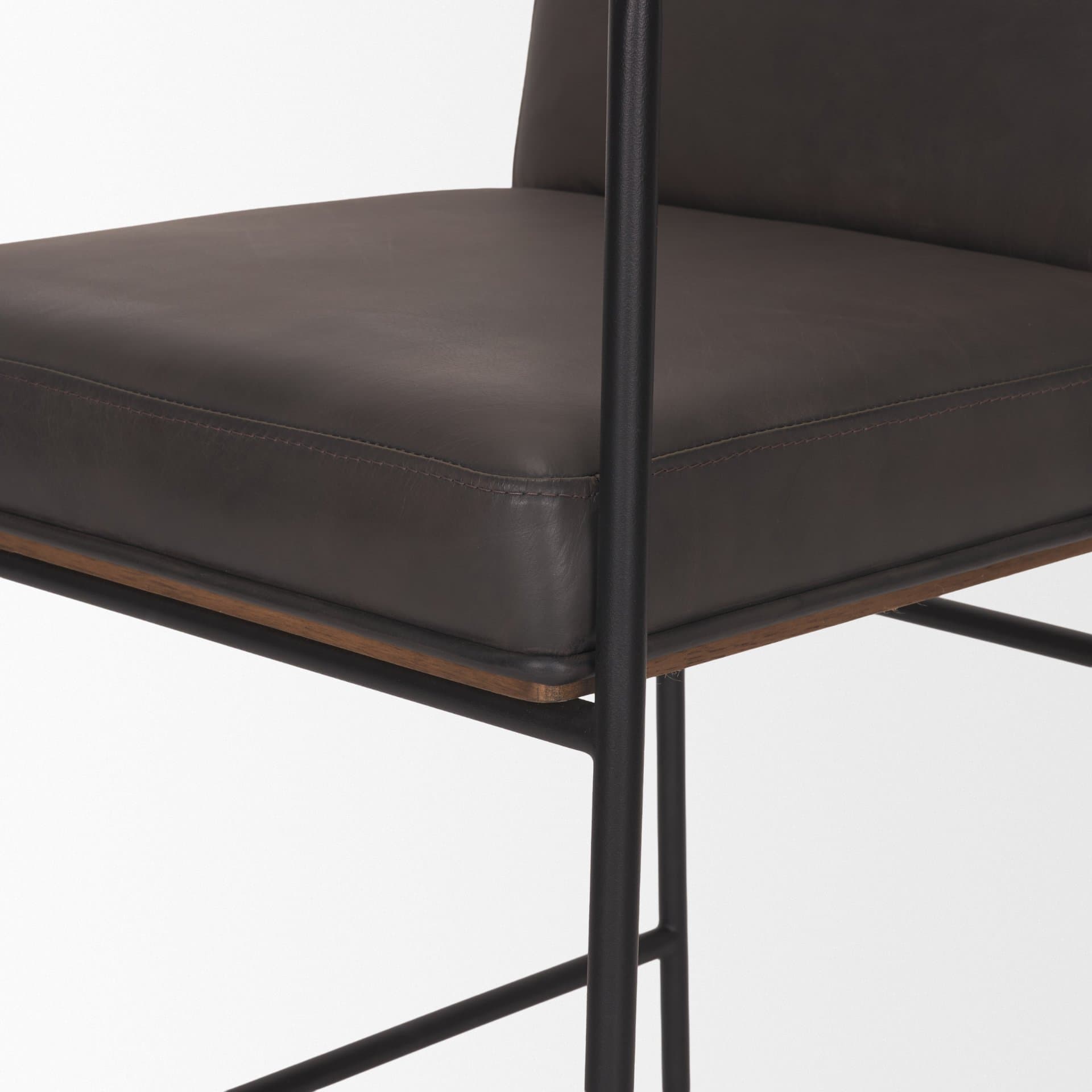Stamford Backless 36in Seat Counter Stool | Charcoal-Brown Leather — product photograph