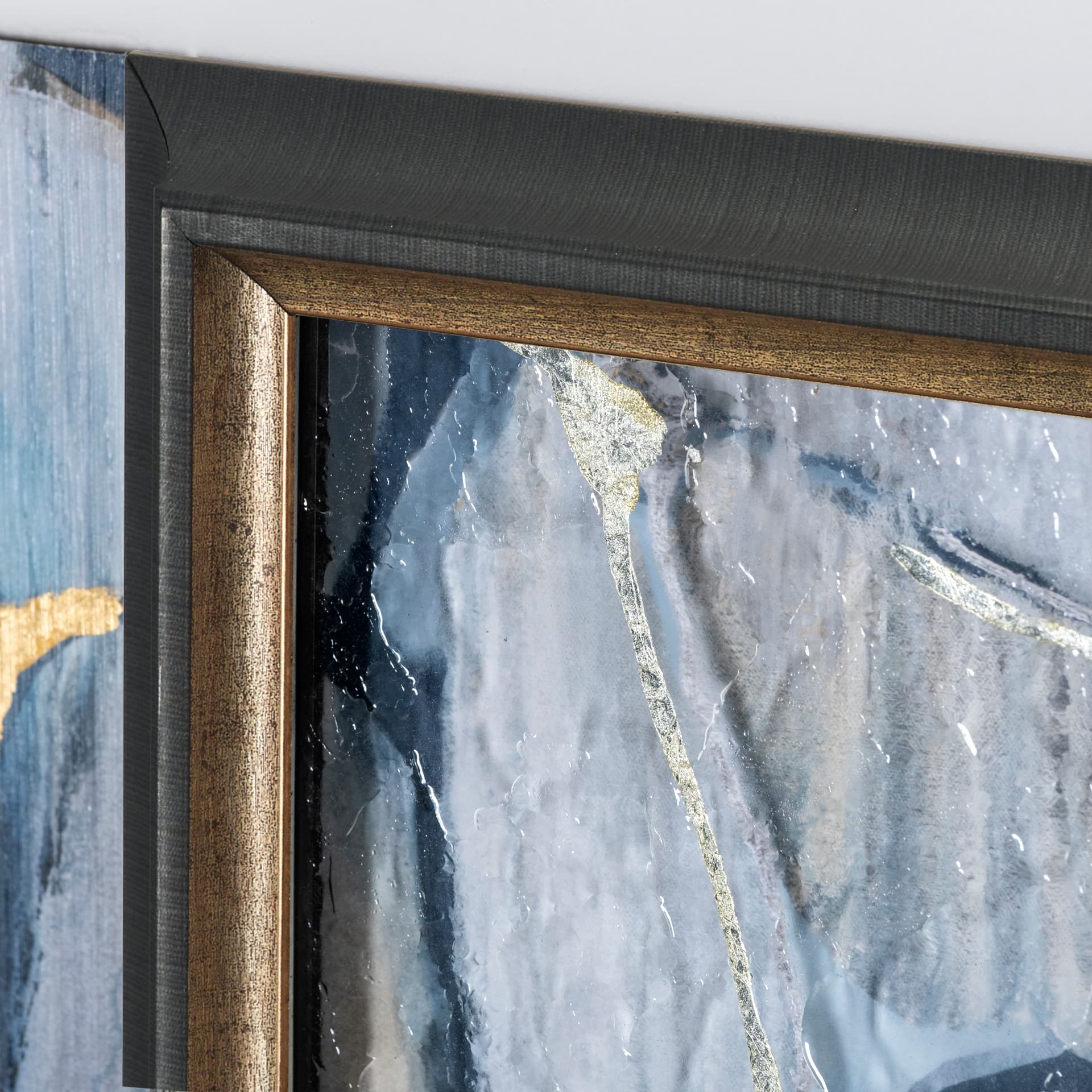 River Rocks by Liz Jardine a Hand Embellished Textured Framed Art Print Matted under Glass — product photograph