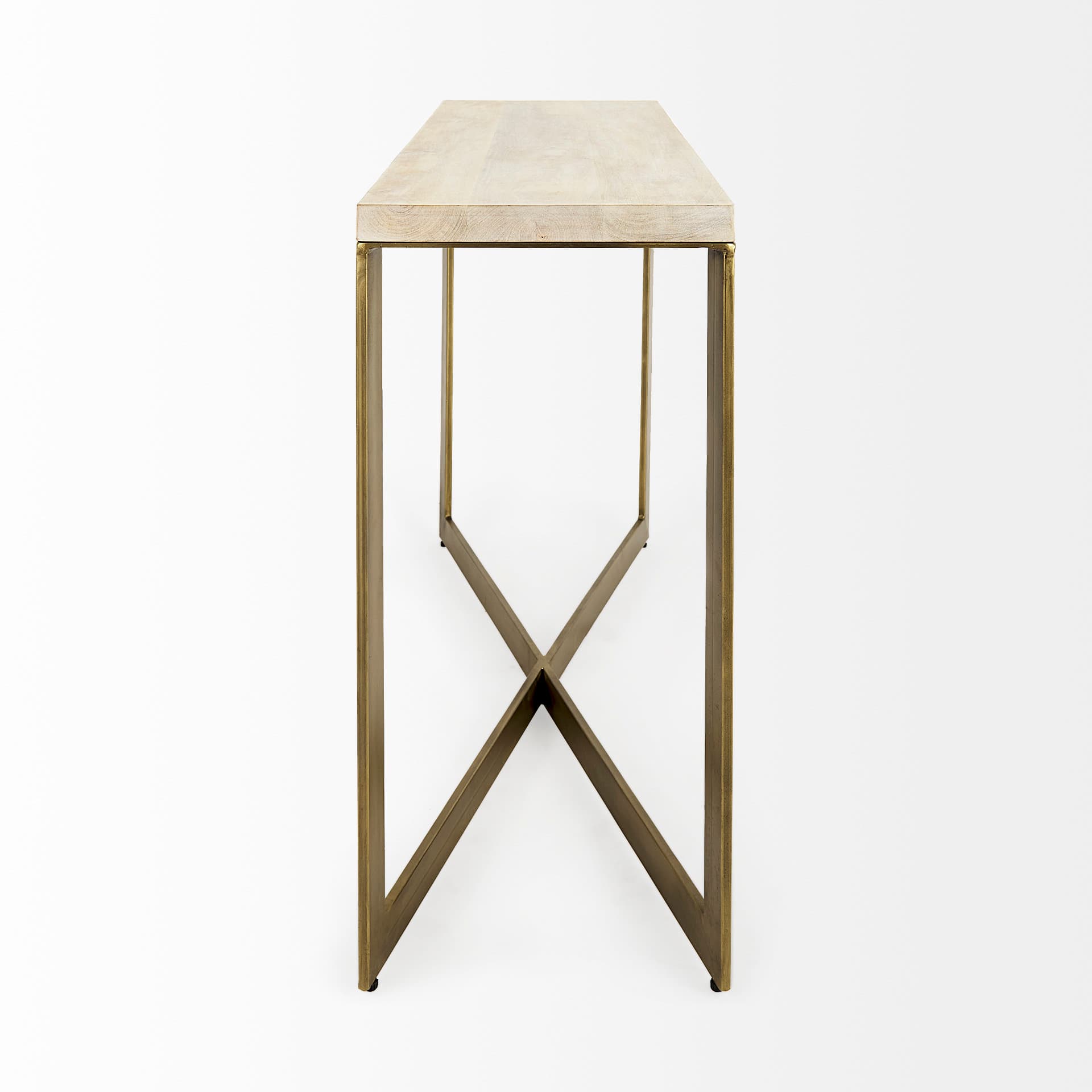 Faye 50L x 15W x 30H Beige Finished Wood W/Gold Metal Base Console Table — product photograph