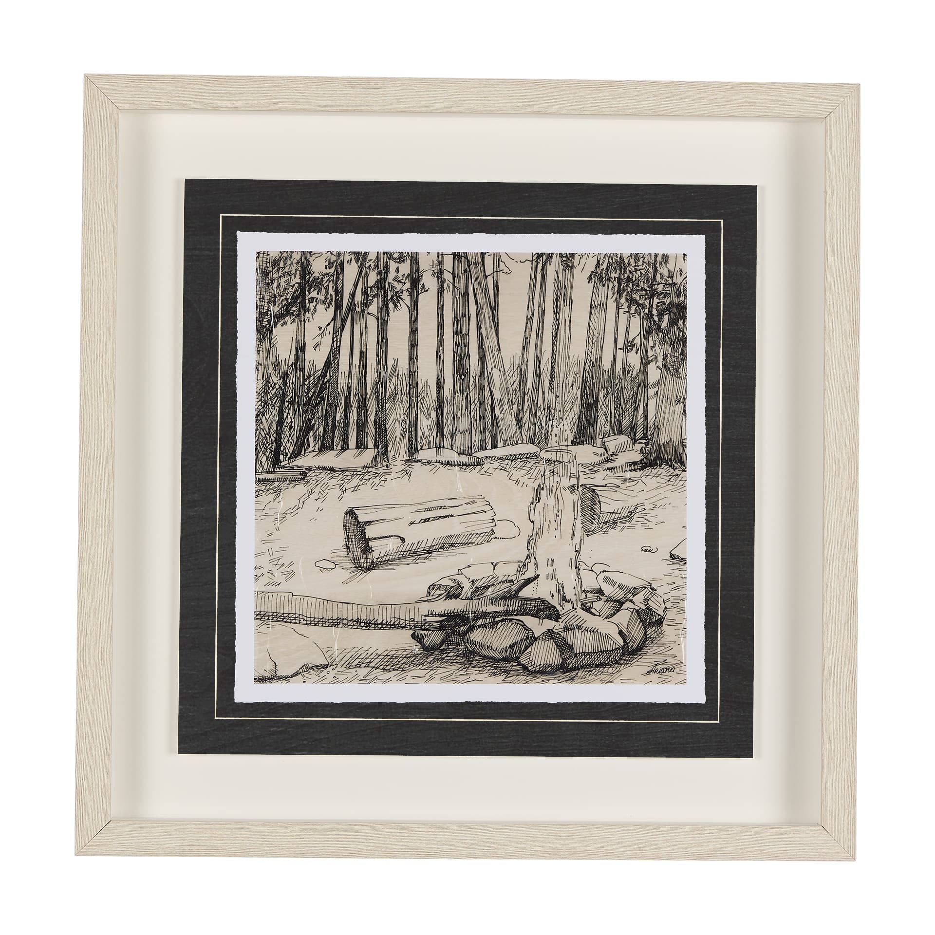 Fireside IV by Mercana Studio a Hand Embellished Textured Framed Art Print Matted under Glass — product photograph