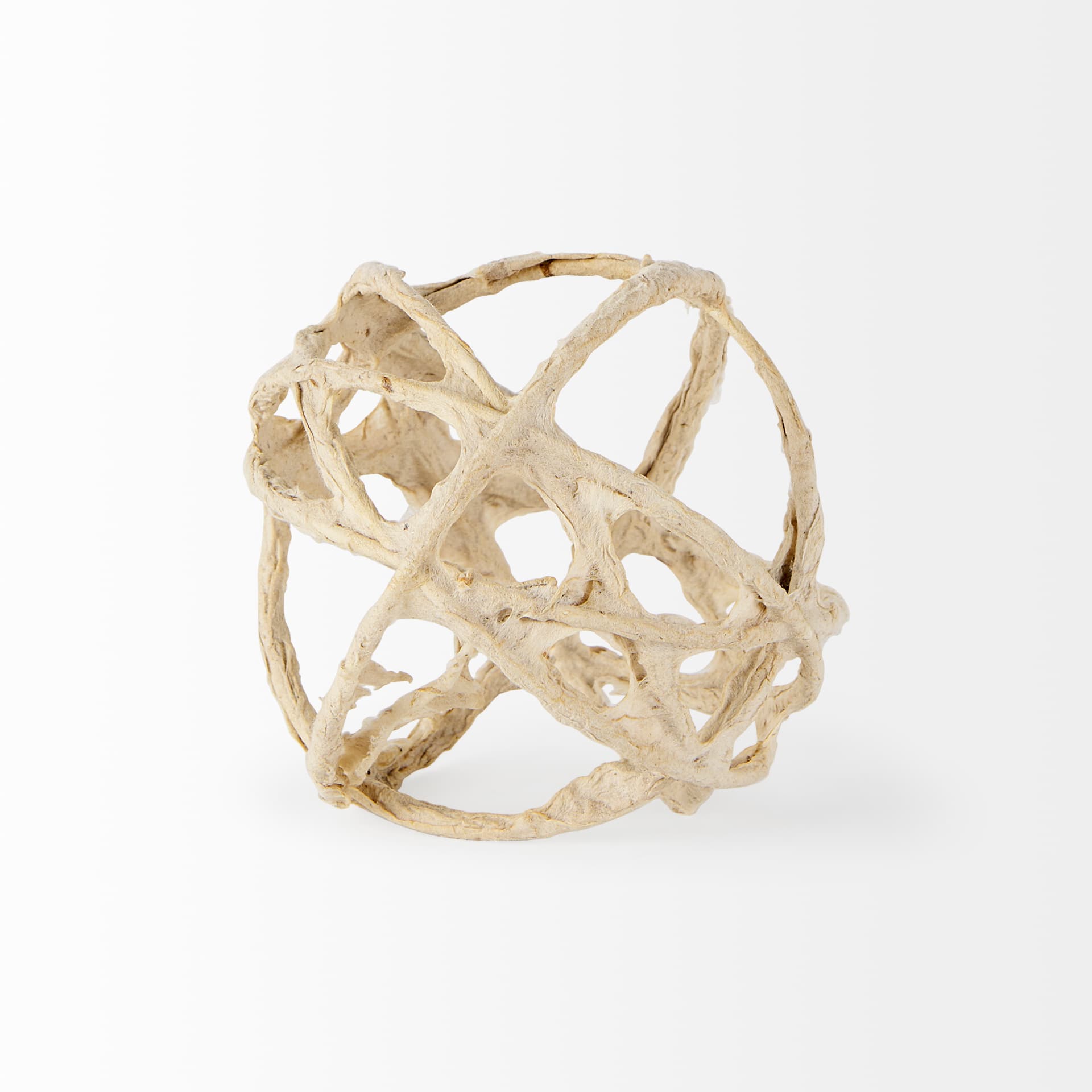 Kali 4.5L x 4.5W x 4.5H Small Beige Decorative Metal and Paper Object — product photograph