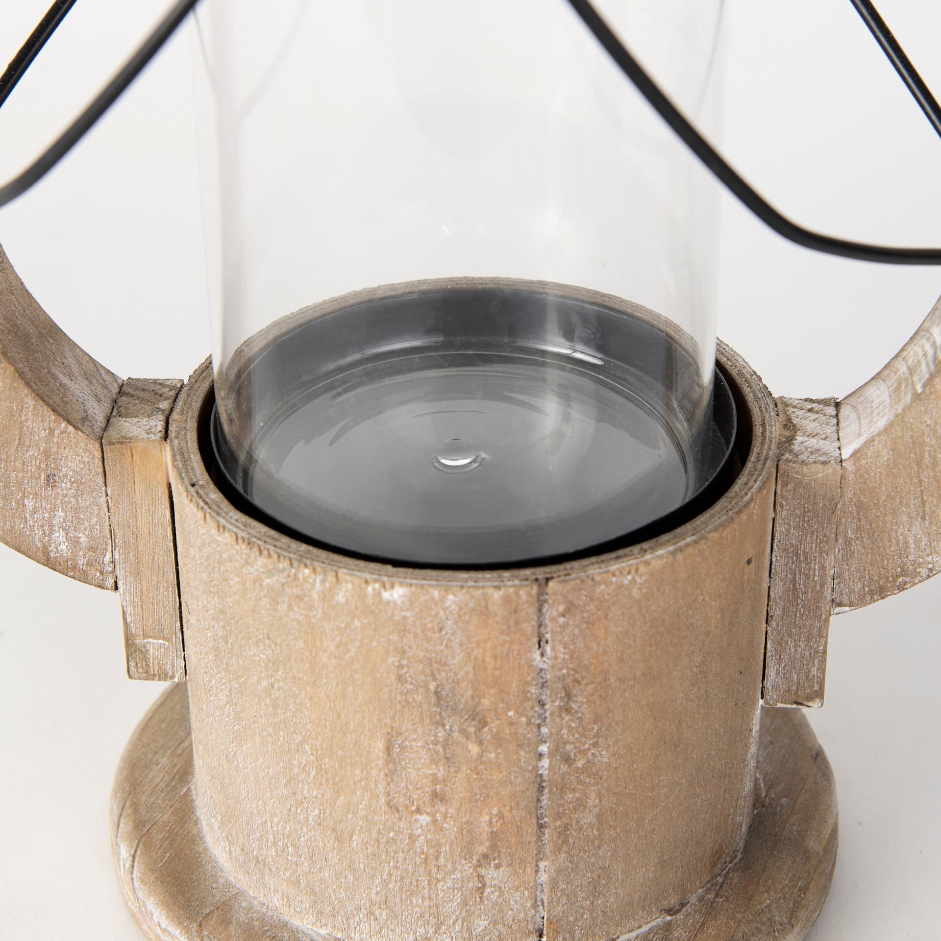 Zain I Small Brown Wooden Vintage Inspired Candle Holder Lantern — product photograph
