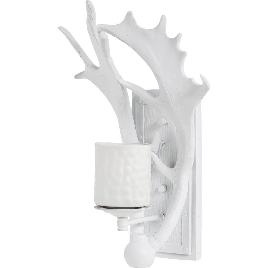 Rockland 8x19.5 White Resin Antlers Wall Sconce — product photograph