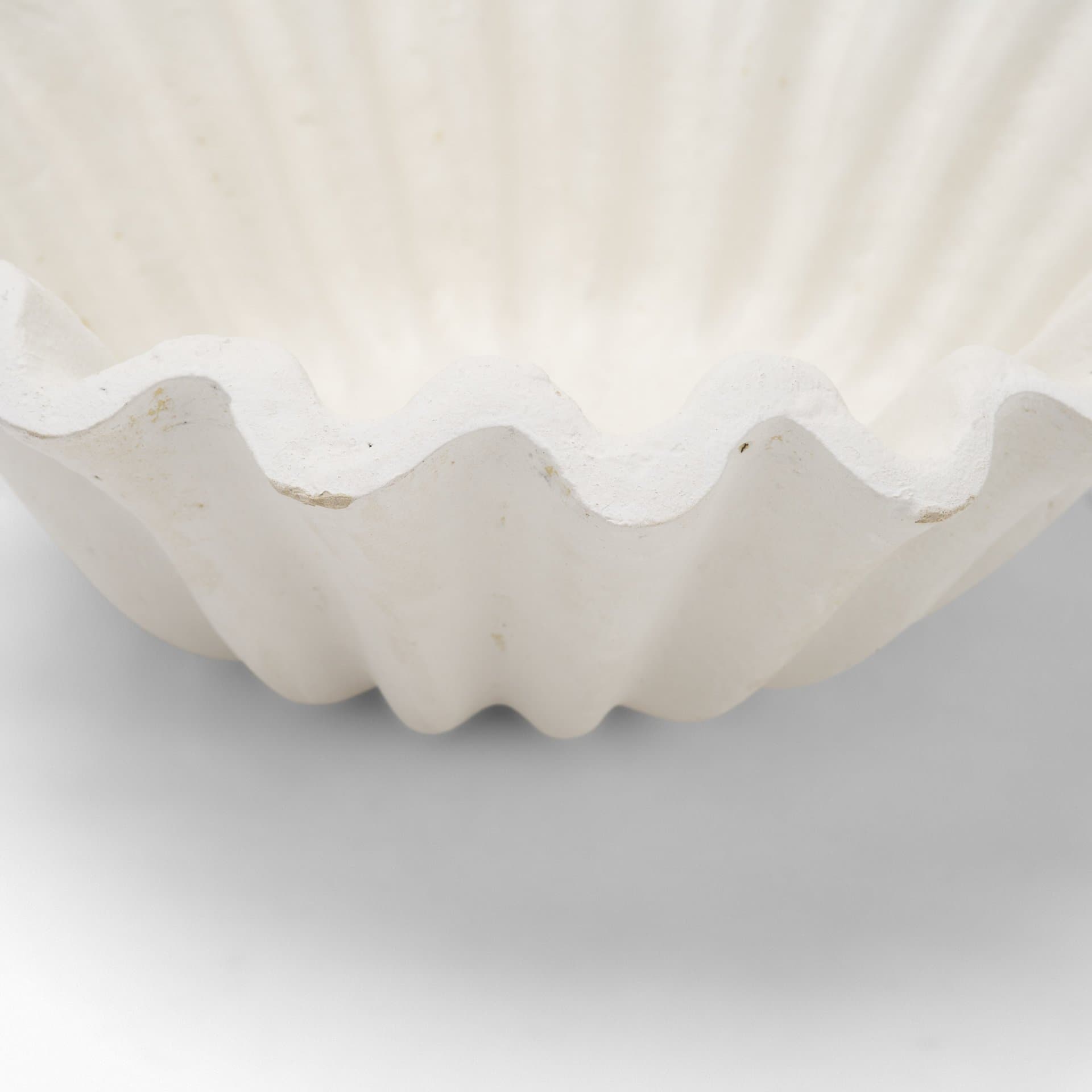 Camelia Small Fluted White Paper Mache Round Centerpiece Bowl — product photograph