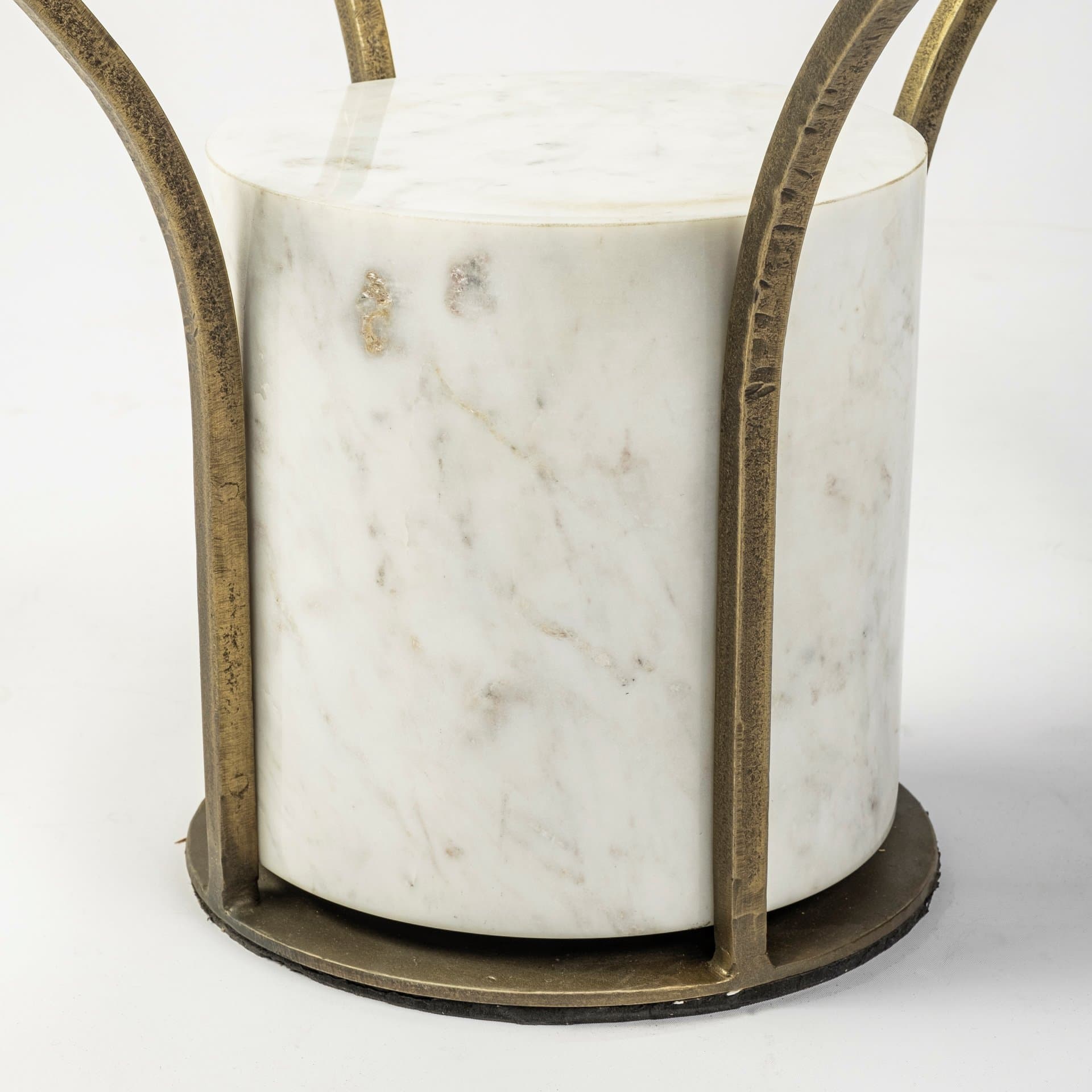 Jacinta 36" Round Glass Top Metal and Marble Pedestal Coffee Table — product photograph