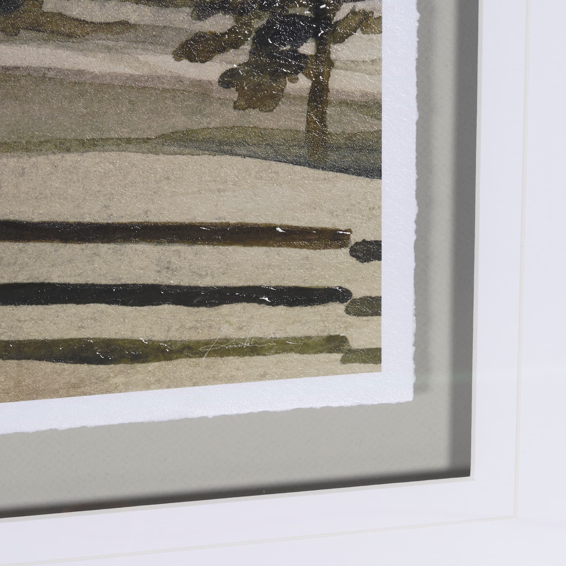 Watercolor Sketch III by Mercana Studio Hand Embellished Textured Framed Art Print Matted under Glas — product photograph