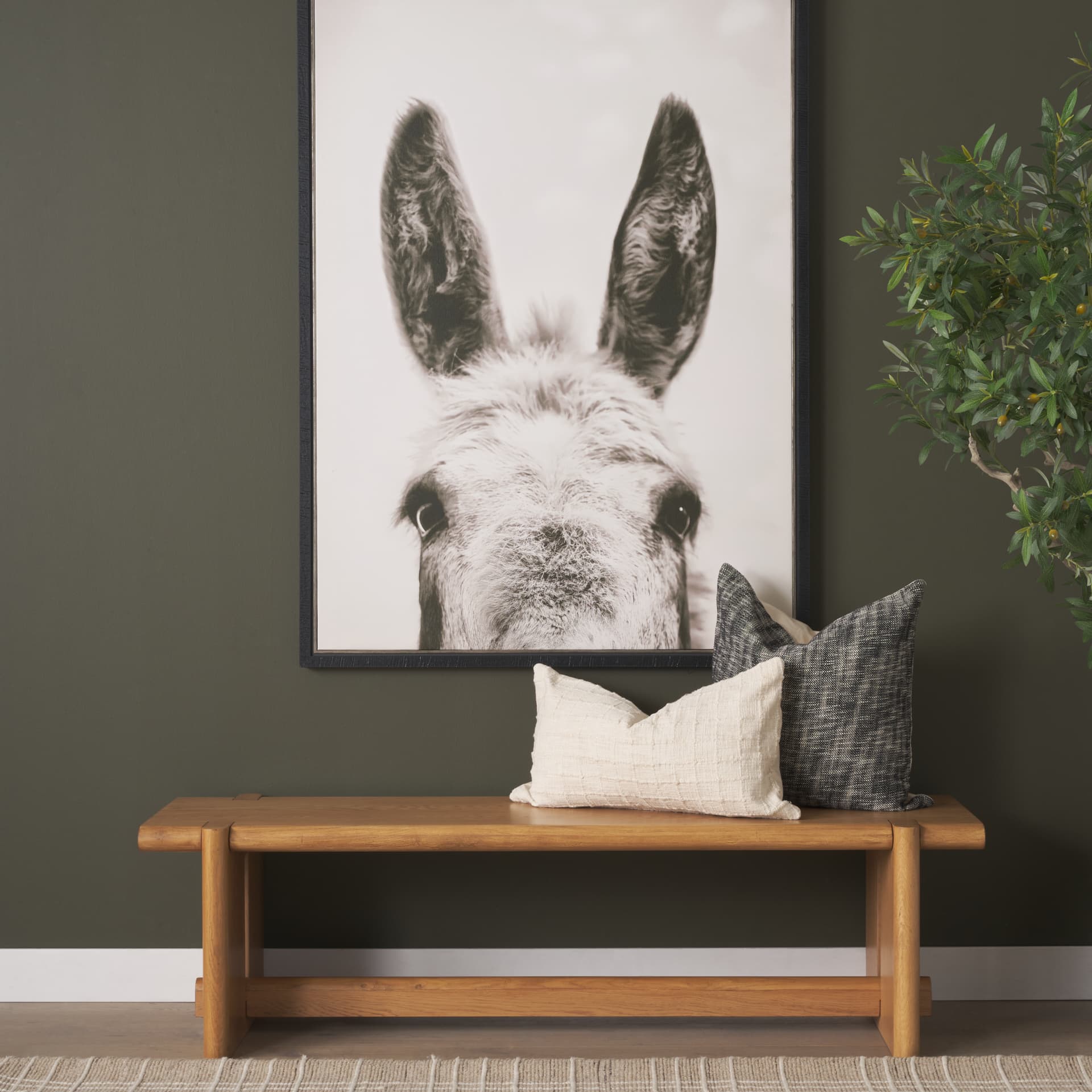 Rowan Light Brown Oak Wood Bench — product photograph