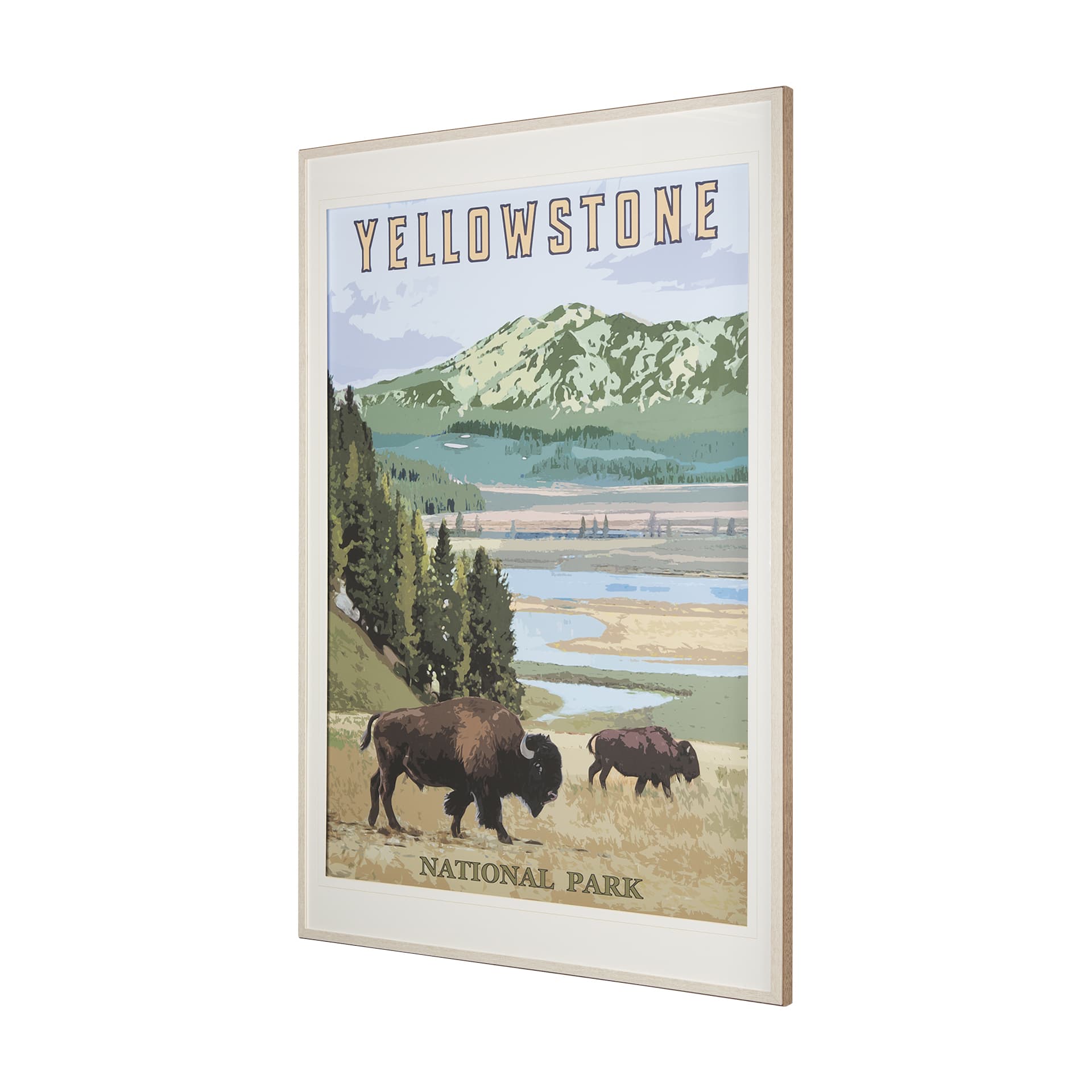 National Park - Yellowstone by Mercana Studio a Framed Art Print Matted under Glass — product photograph