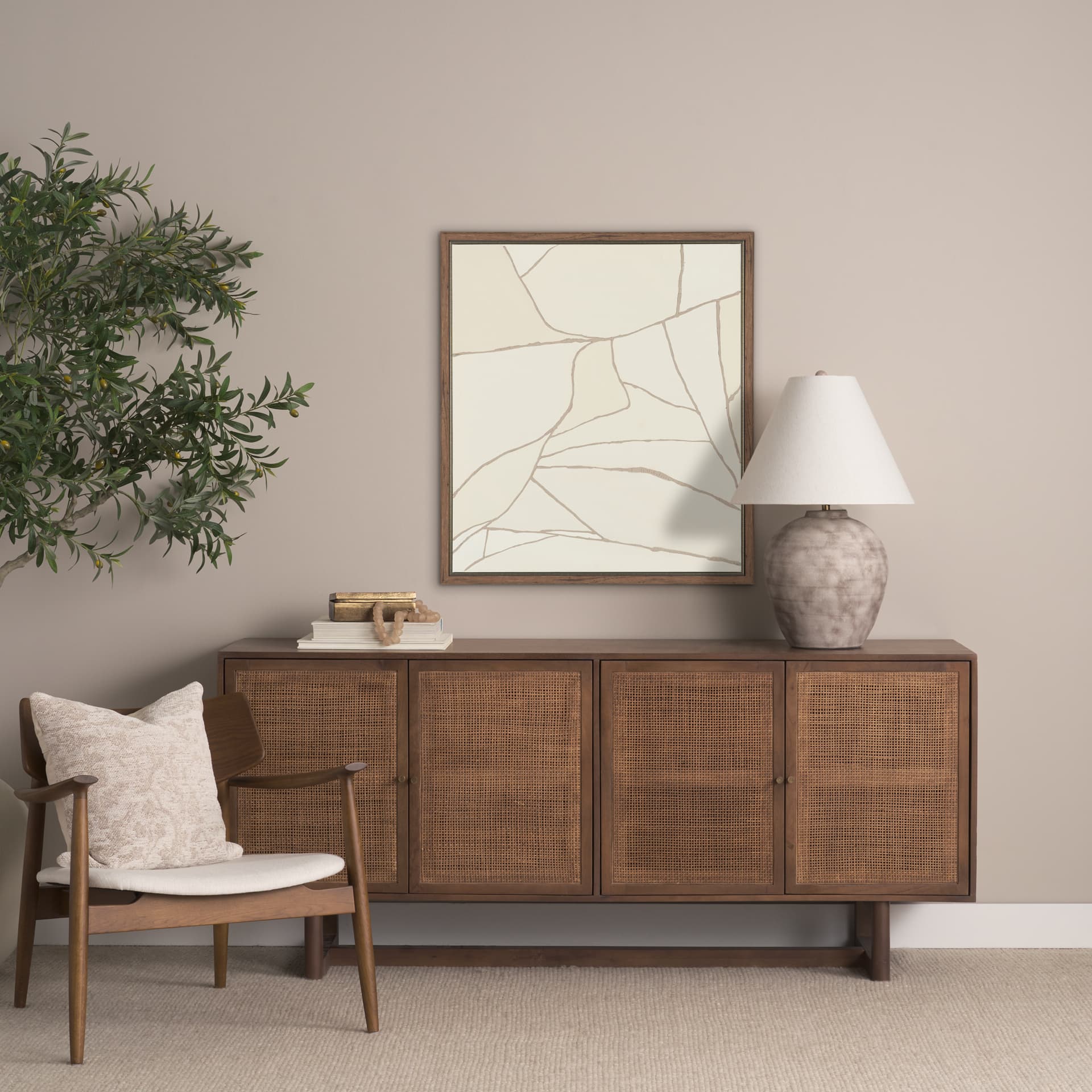 Field Patchwork II by Mercana Studio Handmade Original Framed Canvas Artwork — in a styled room