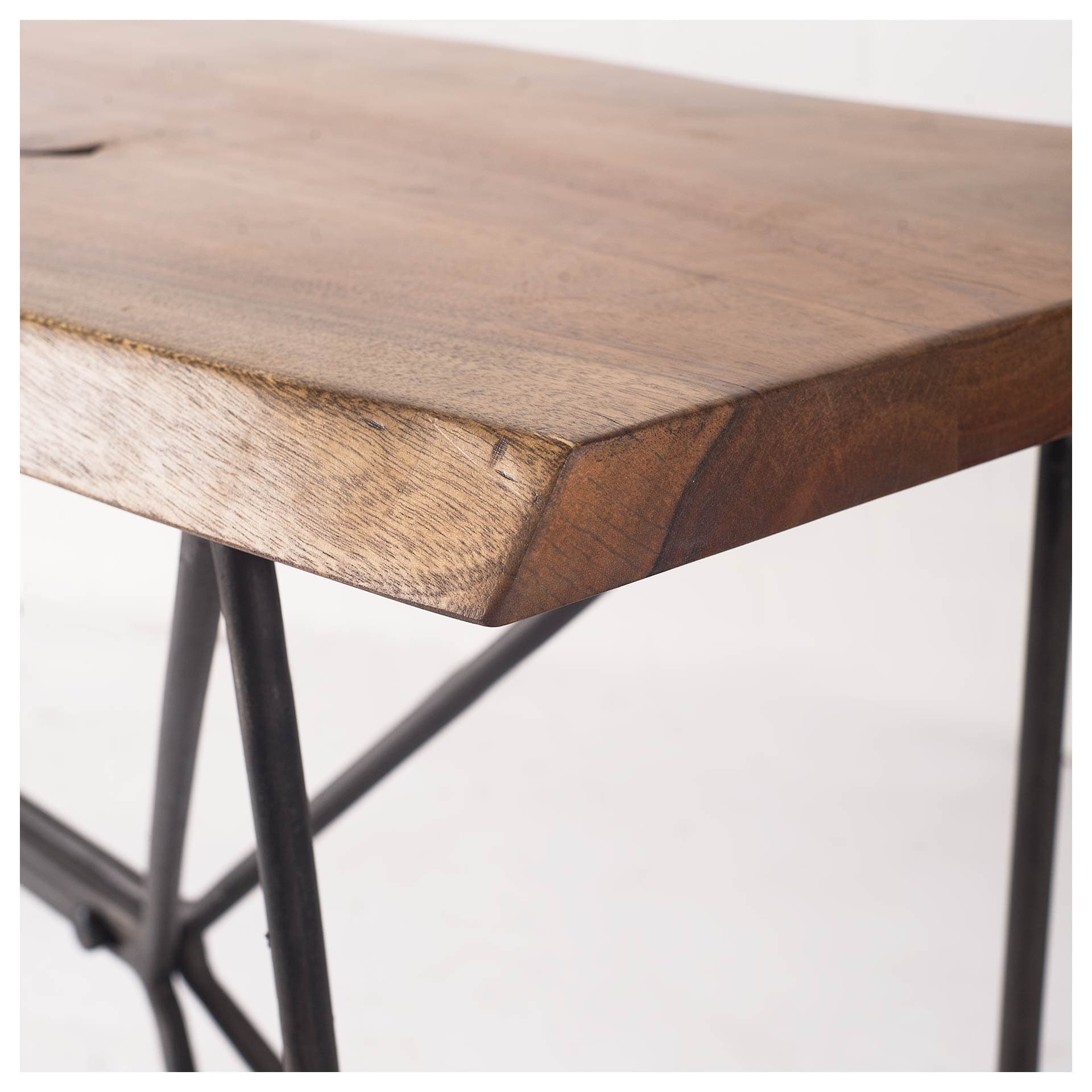 Papillion I 66L x 16W Natural Solid Wood and Iron Console Table — product photograph