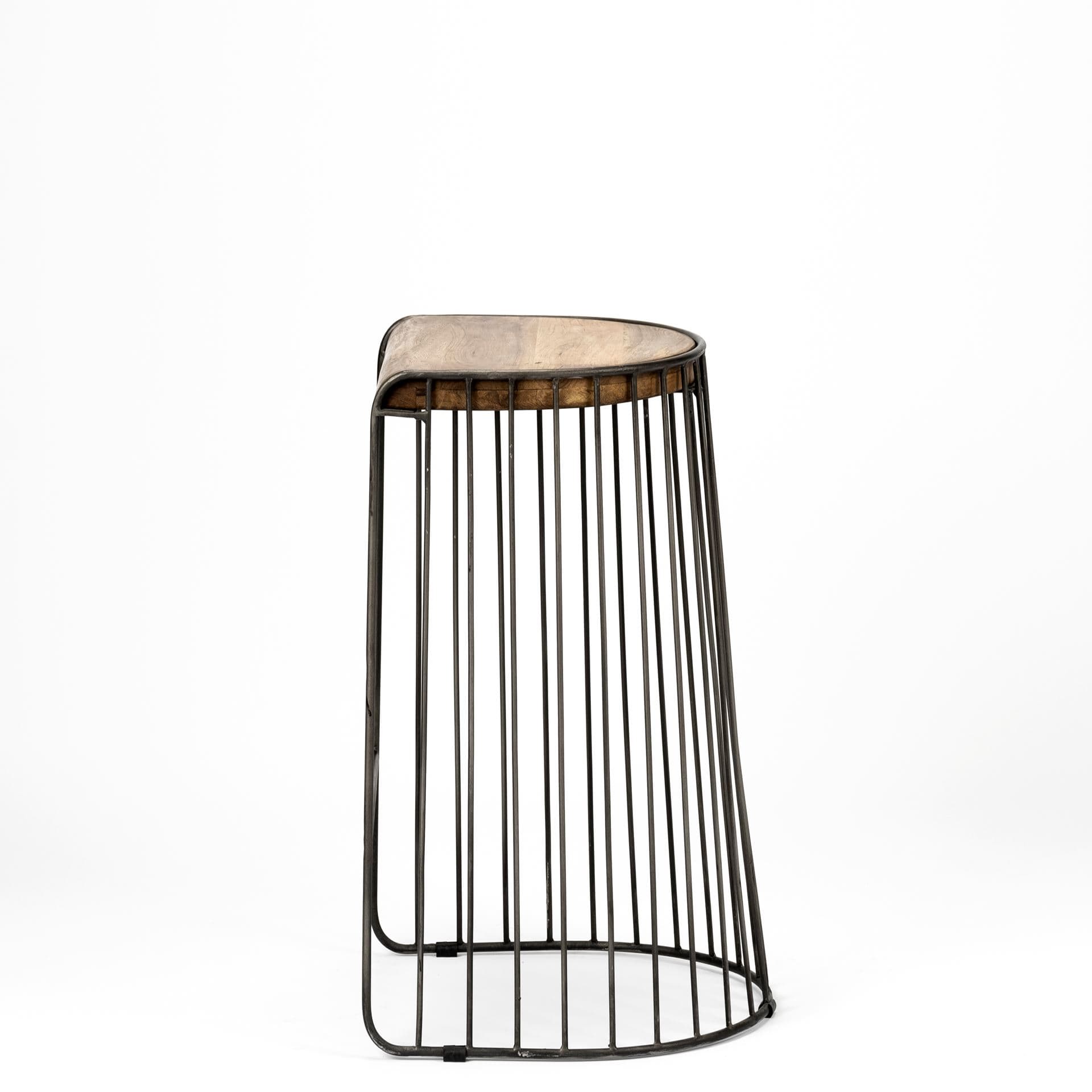 Seagram Backless 30.5in Seat Bar Stool | Brown Wood w/ Black Metal — product photograph