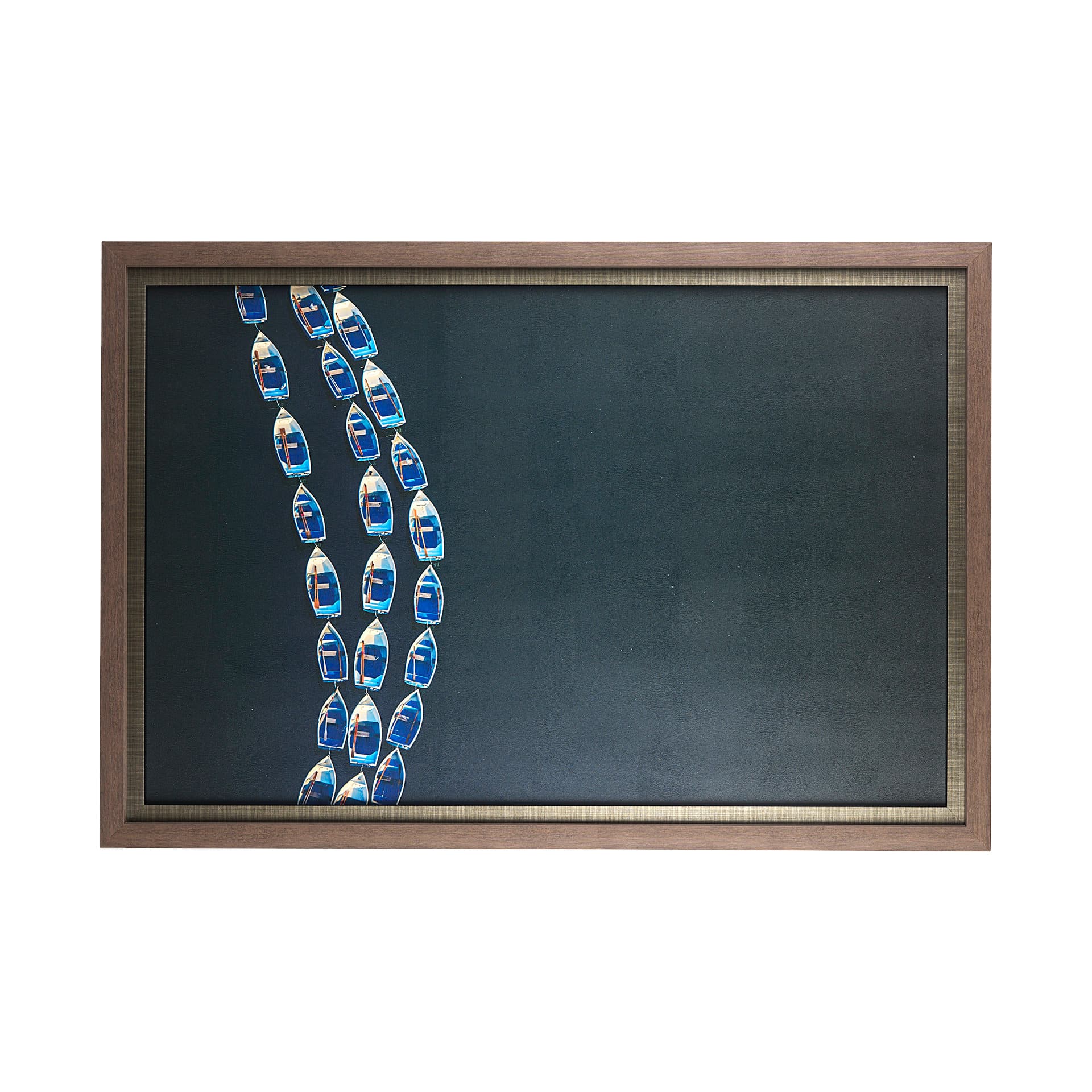 Sitting Boats by Mercana Studio a Hand Embellished Textured Framed Photo Art Print Matted under Glas — product photograph